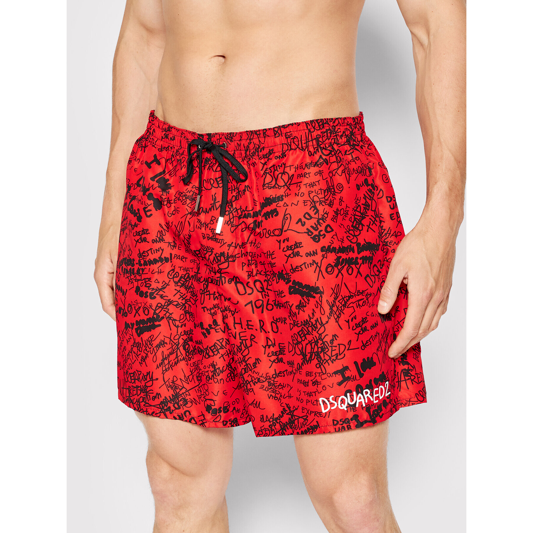 Dsquared2 Underwear Úszónadrág Scribbles Midi D7B544190 Piros Regular Fit - Pepit.hu