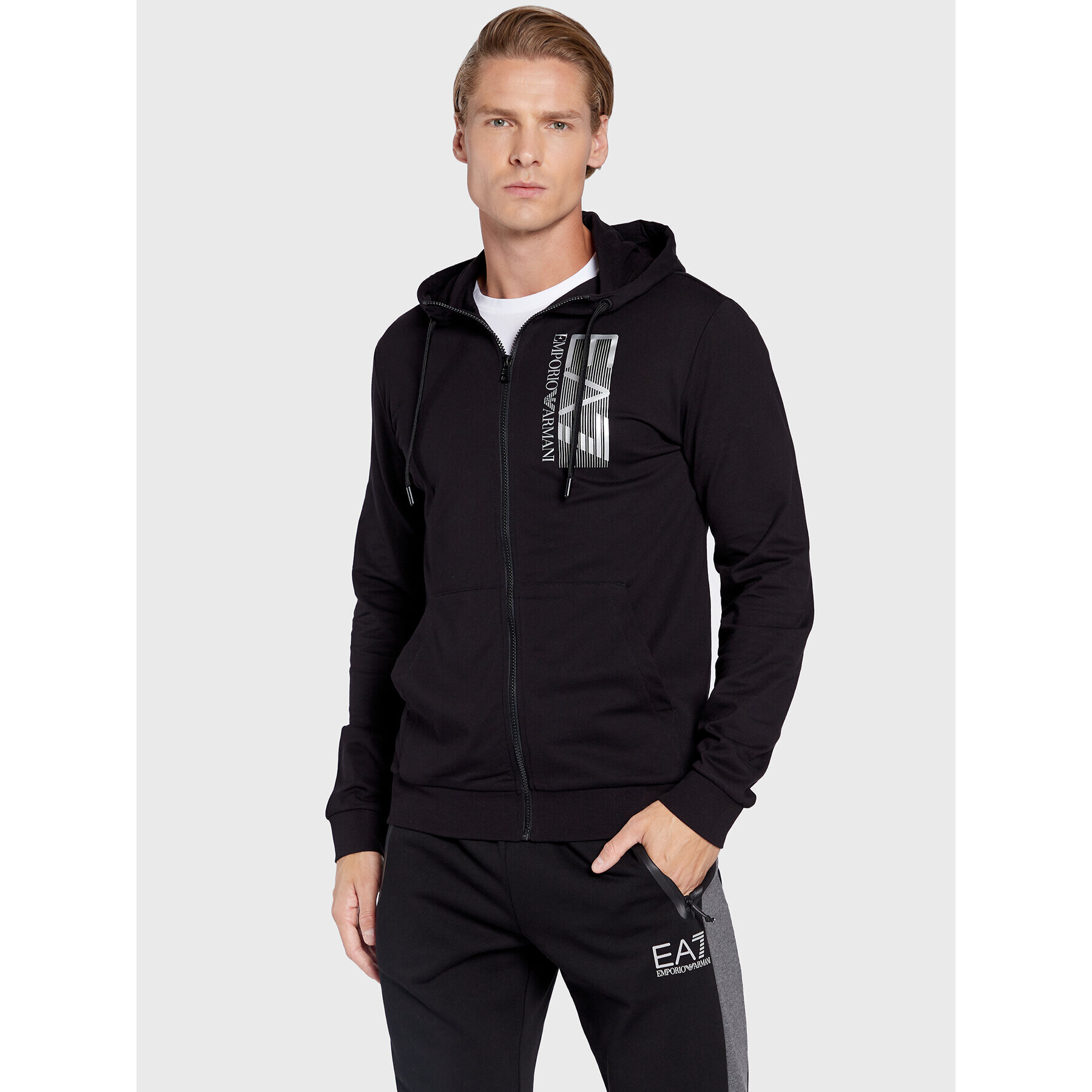 EA7 Emporio Armani Pulóver 6LPM53 PJ05Z 0200 Fekete Regular Fit - Pepit.hu