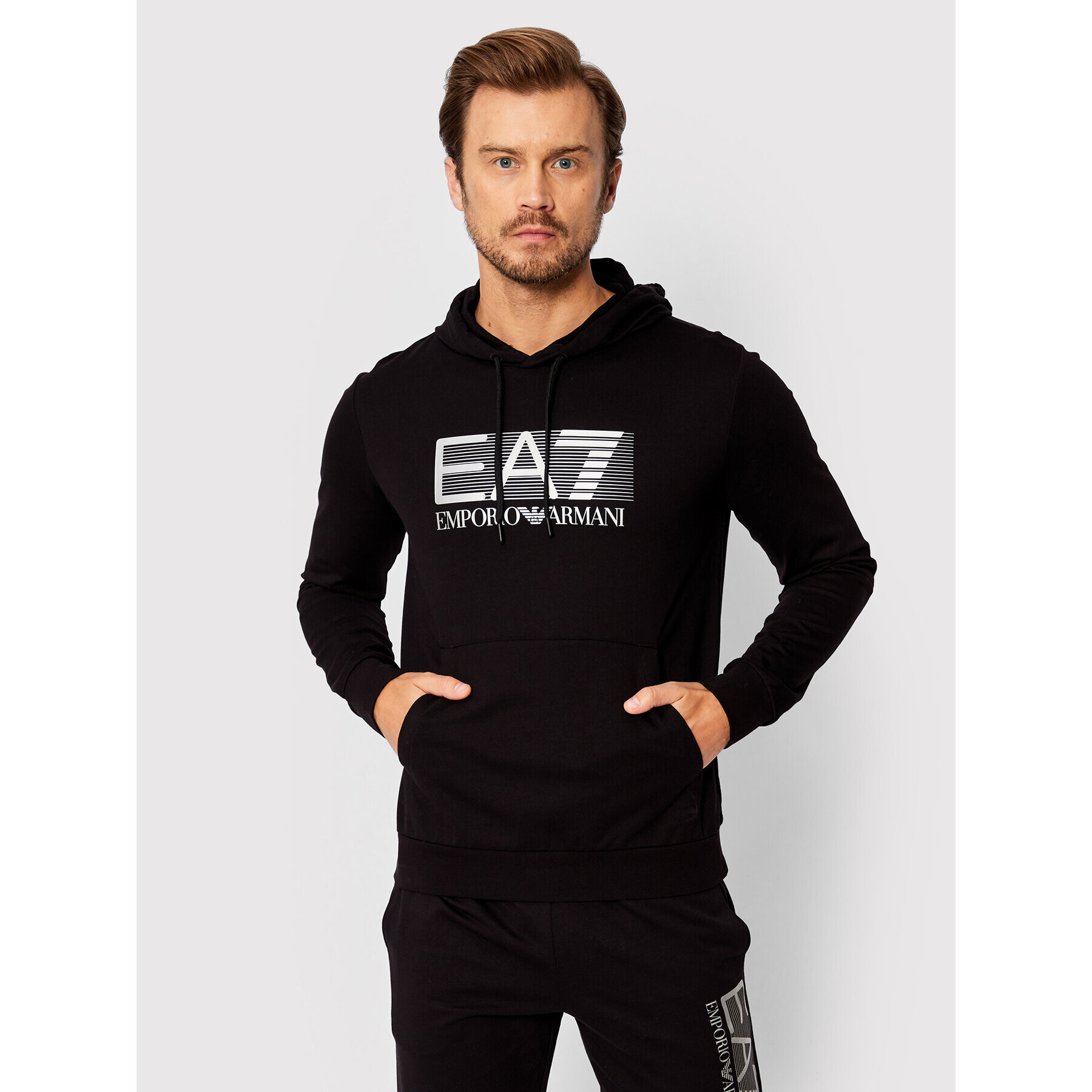 EA7 Emporio Armani Pulóver 6LPM62 PJ05Z 0200 Fekete Regular Fit - Pepit.hu