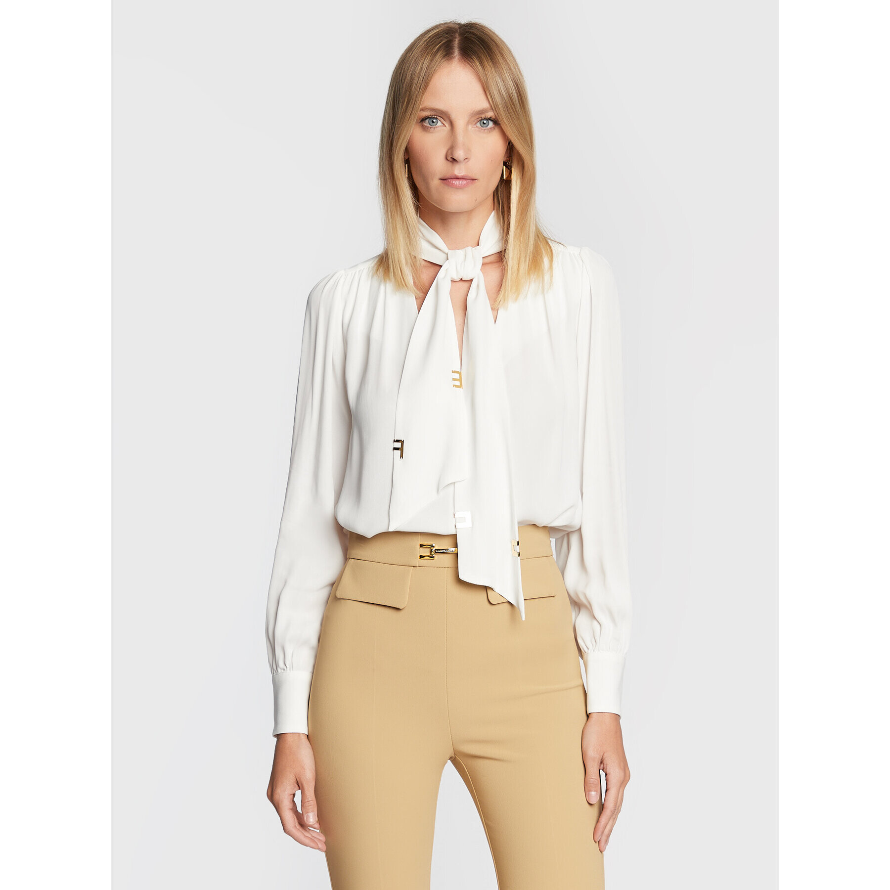 Elisabetta Franchi Blúz CA-009-26E2-V290 Fehér Regular Fit - Pepit.hu