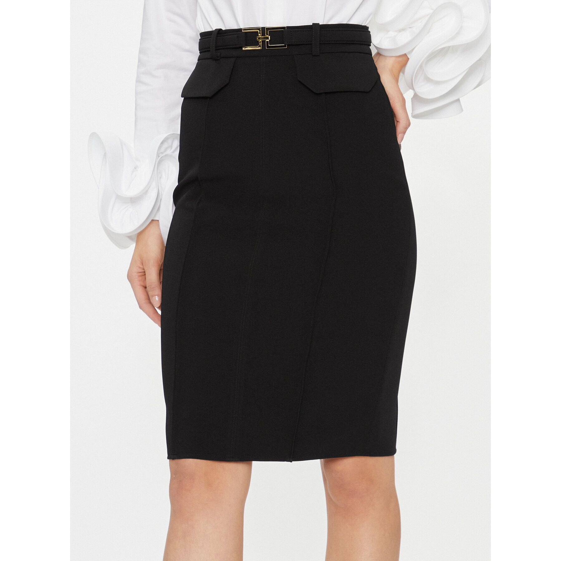 Elisabetta Franchi Ceruzaszoknya GO-057-37E2-V340 Fekete Slim Fit - Pepit.hu