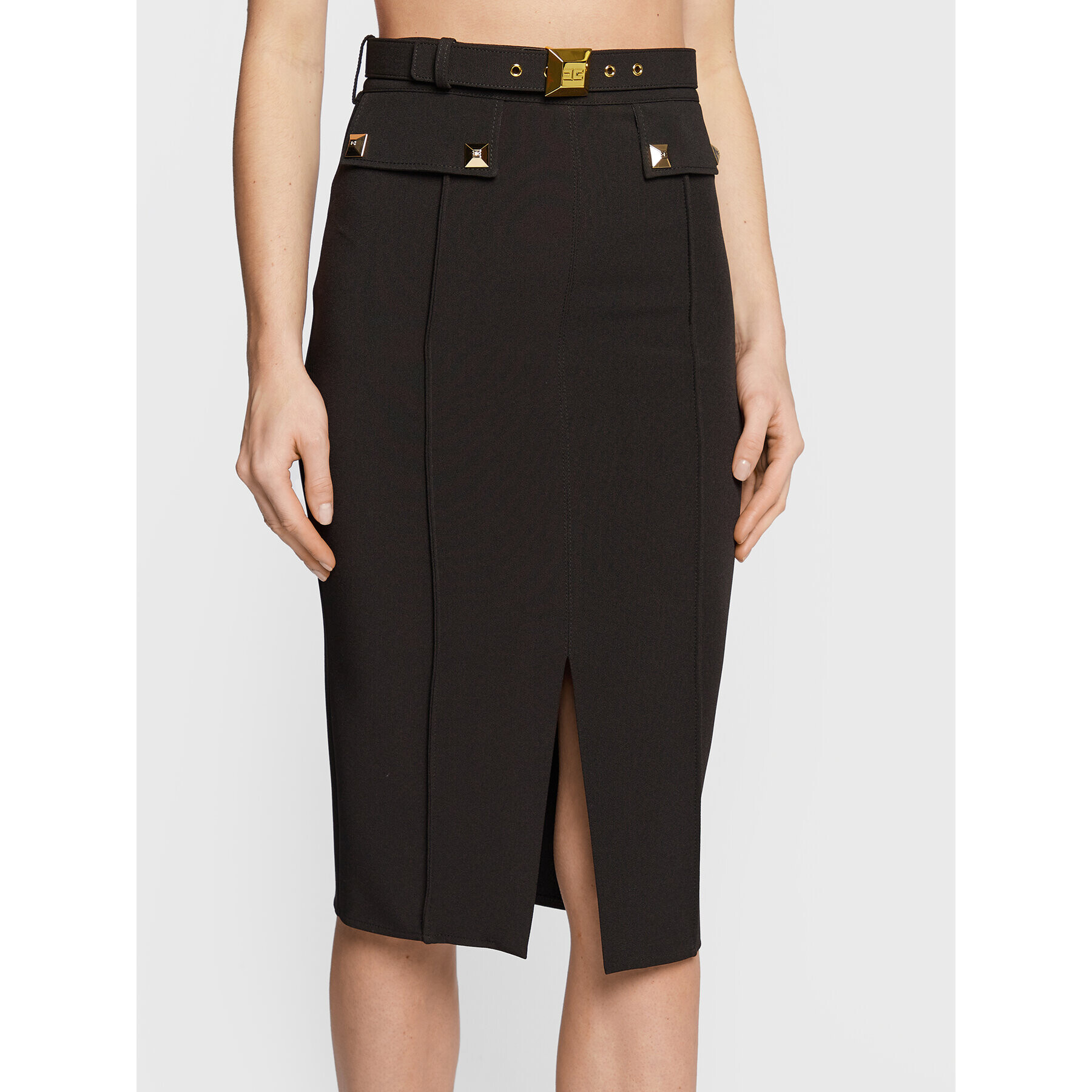 Elisabetta Franchi Ceruzaszoknya GO-471-26E2-V370 Fekete Slim Fit - Pepit.hu