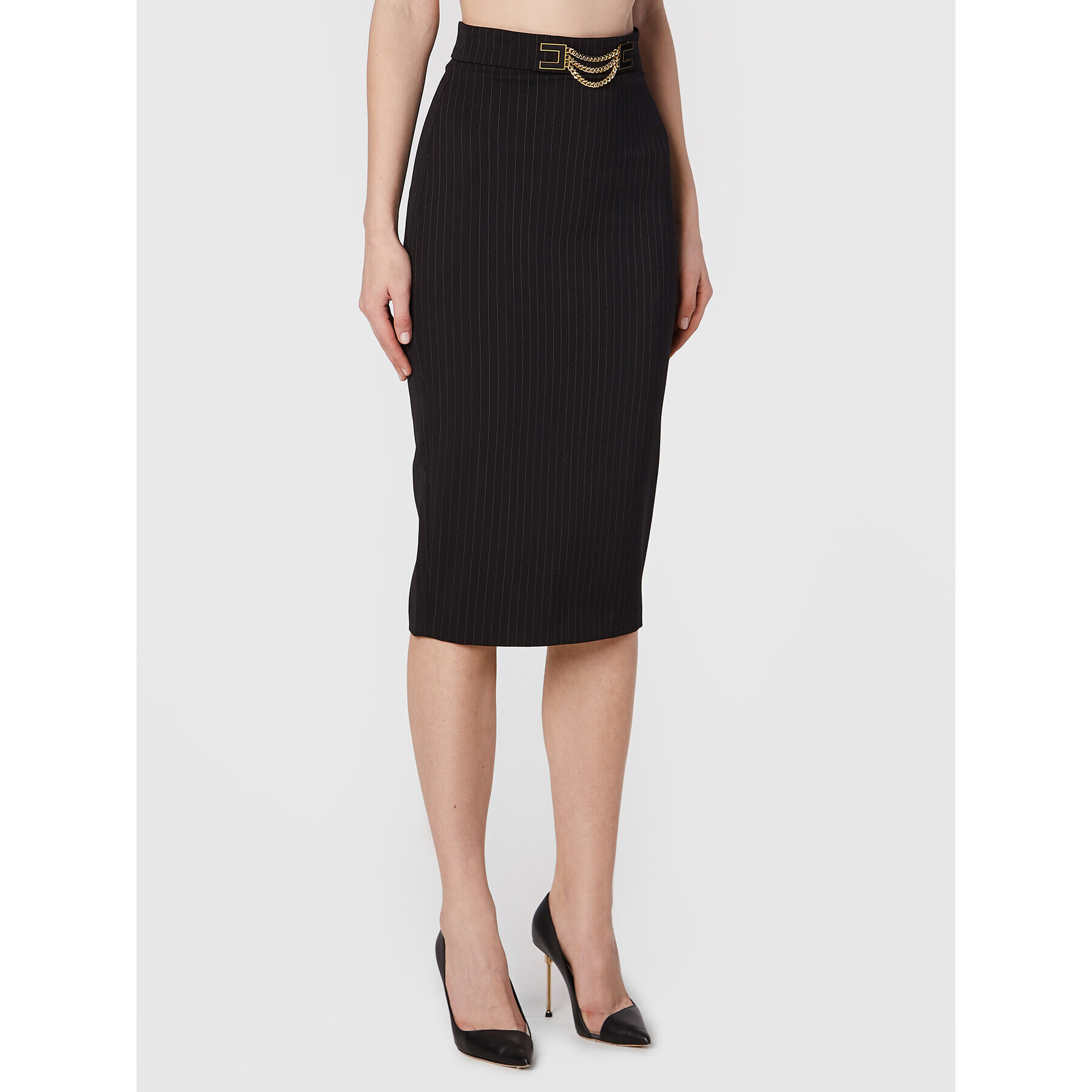 Elisabetta Franchi Ceruzaszoknya GO-491-27E2-V340 Fekete Slim Fit - Pepit.hu