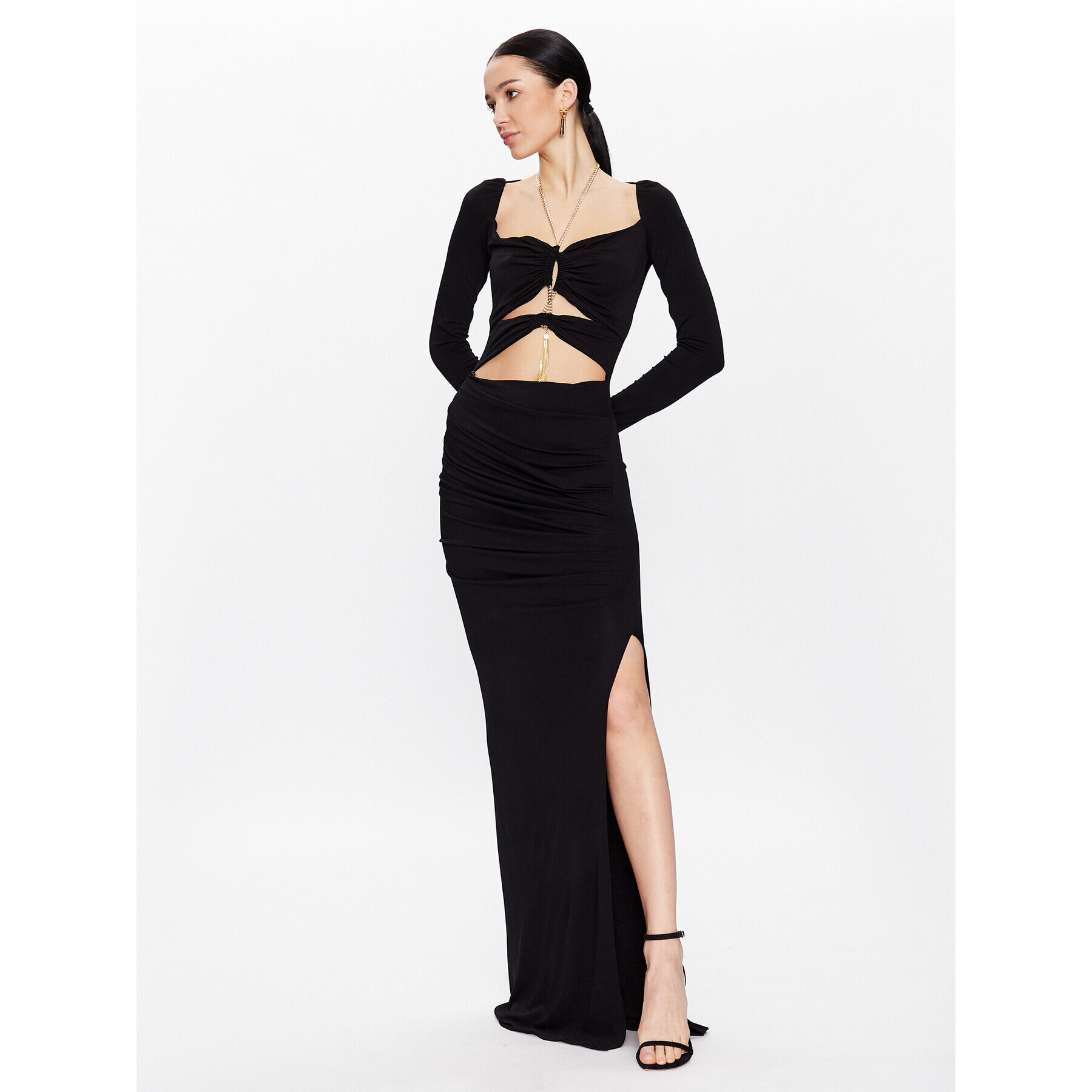 Elisabetta Franchi Estélyi ruha AB-354-32E2-V578 Fekete Slim Fit - Pepit.hu