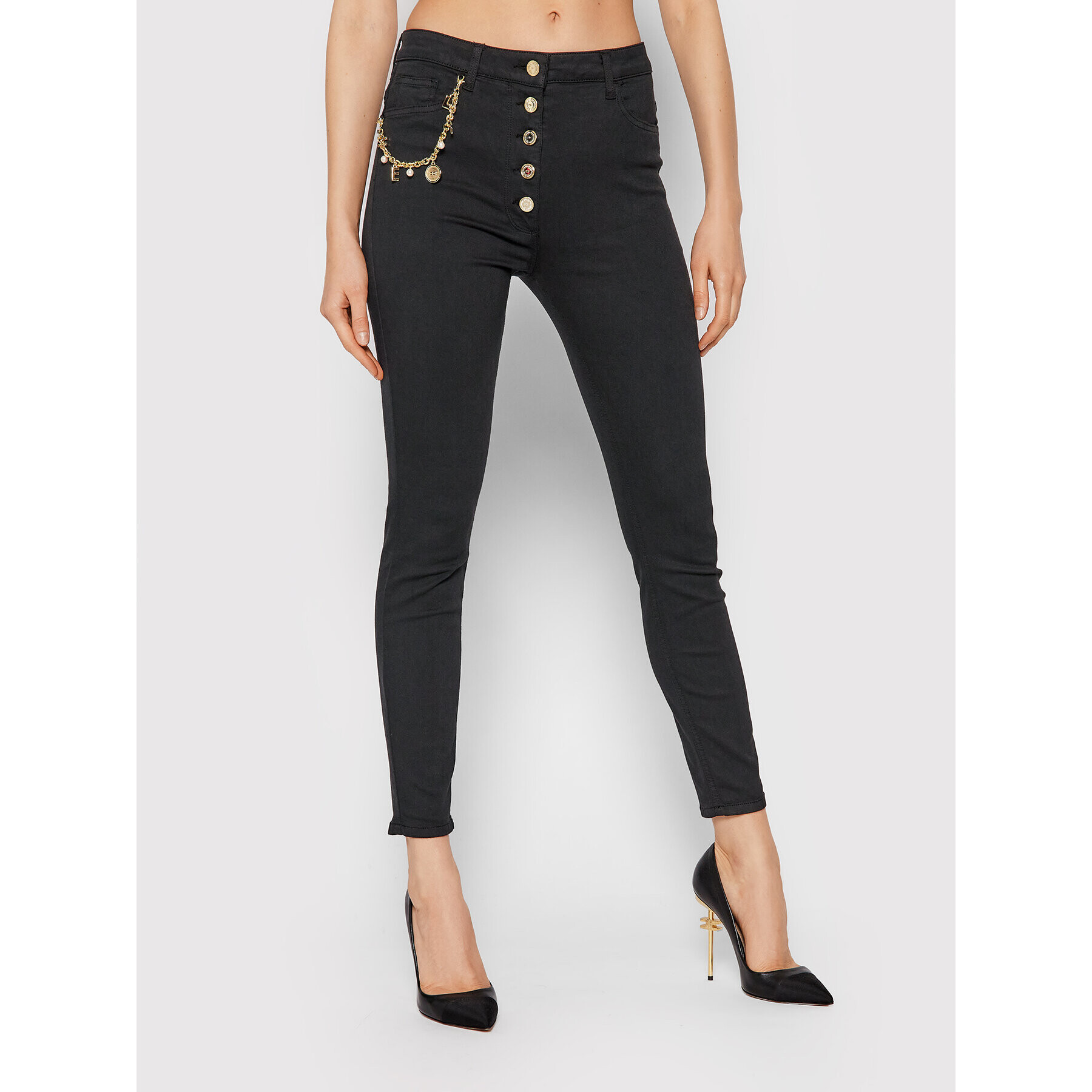 Elisabetta Franchi Farmer PJ-16S-16E2-V320 Fekete Super Skinny Fit - Pepit.hu