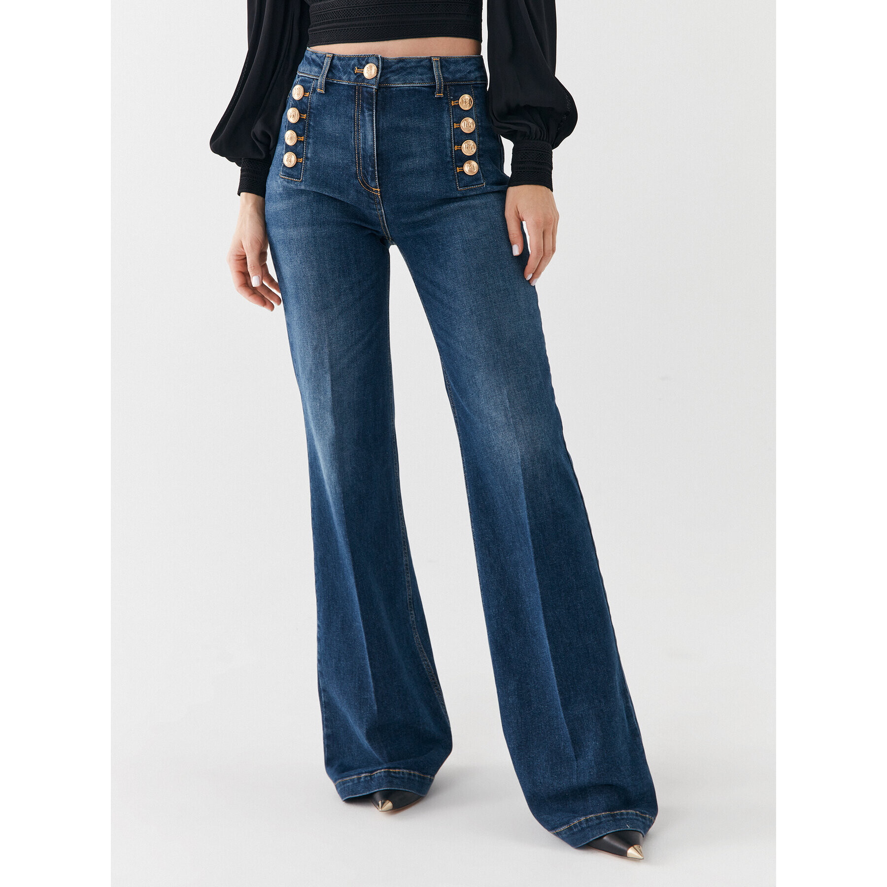 Elisabetta Franchi Farmer PJ-29D-36E2-V440 Sötétkék Bootcut Fit - Pepit.hu