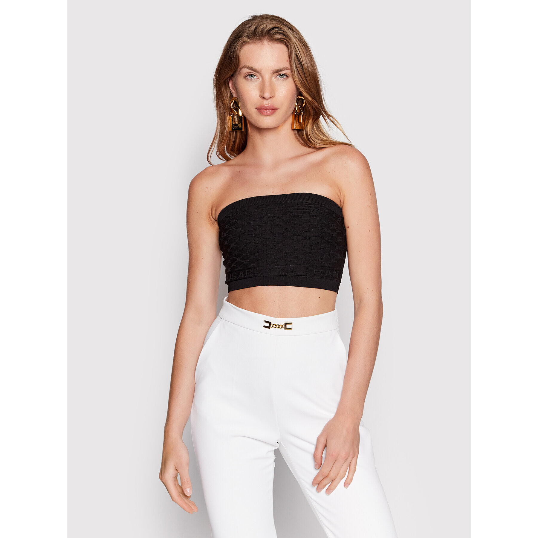 Elisabetta Franchi Felső TK-41B-22E2-V160 Fekete Slim Fit - Pepit.hu