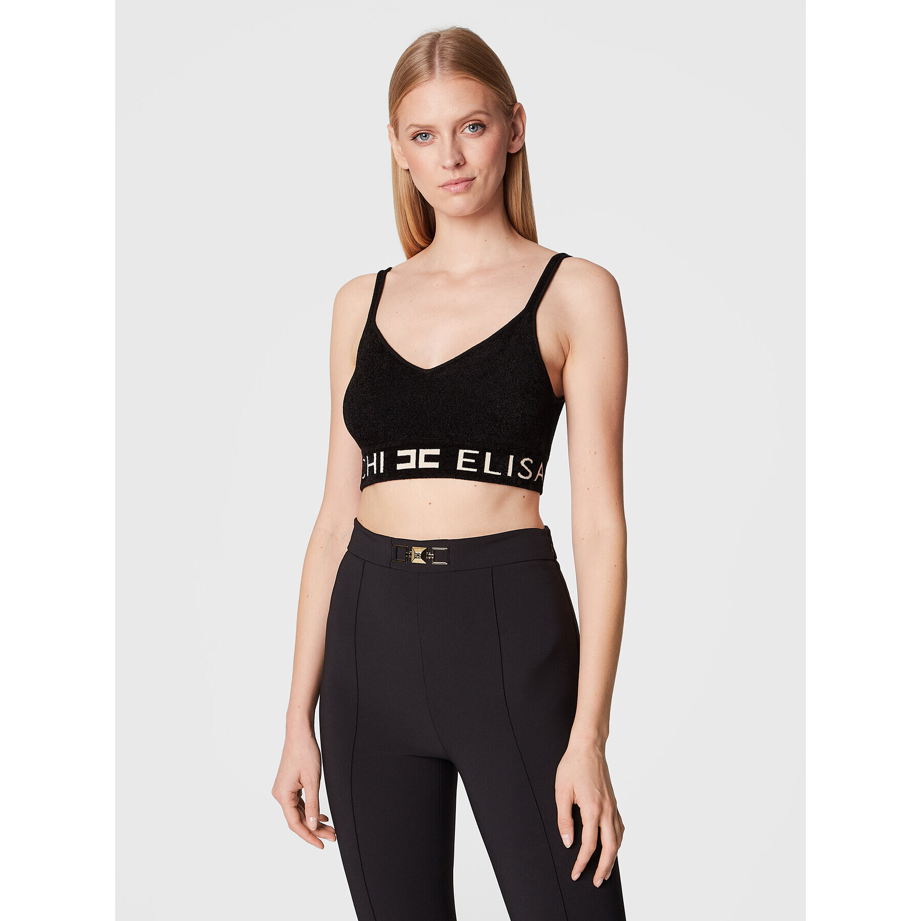 Elisabetta Franchi Felső TK-51S-26E2-V200 Fekete Slim Fit - Pepit.hu