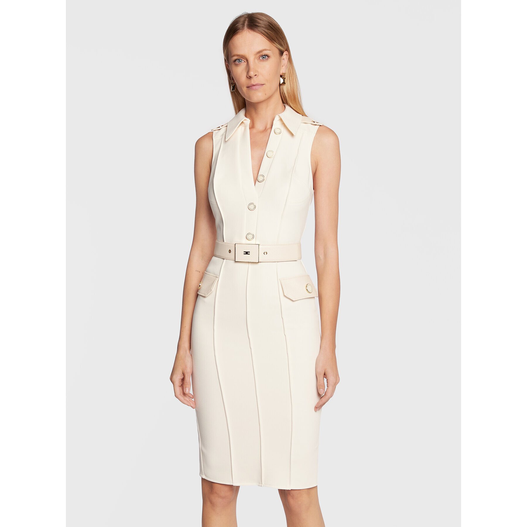 Elisabetta Franchi Hétköznapi ruha AB-262-27E2-V460 Ekru Slim Fit - Pepit.hu