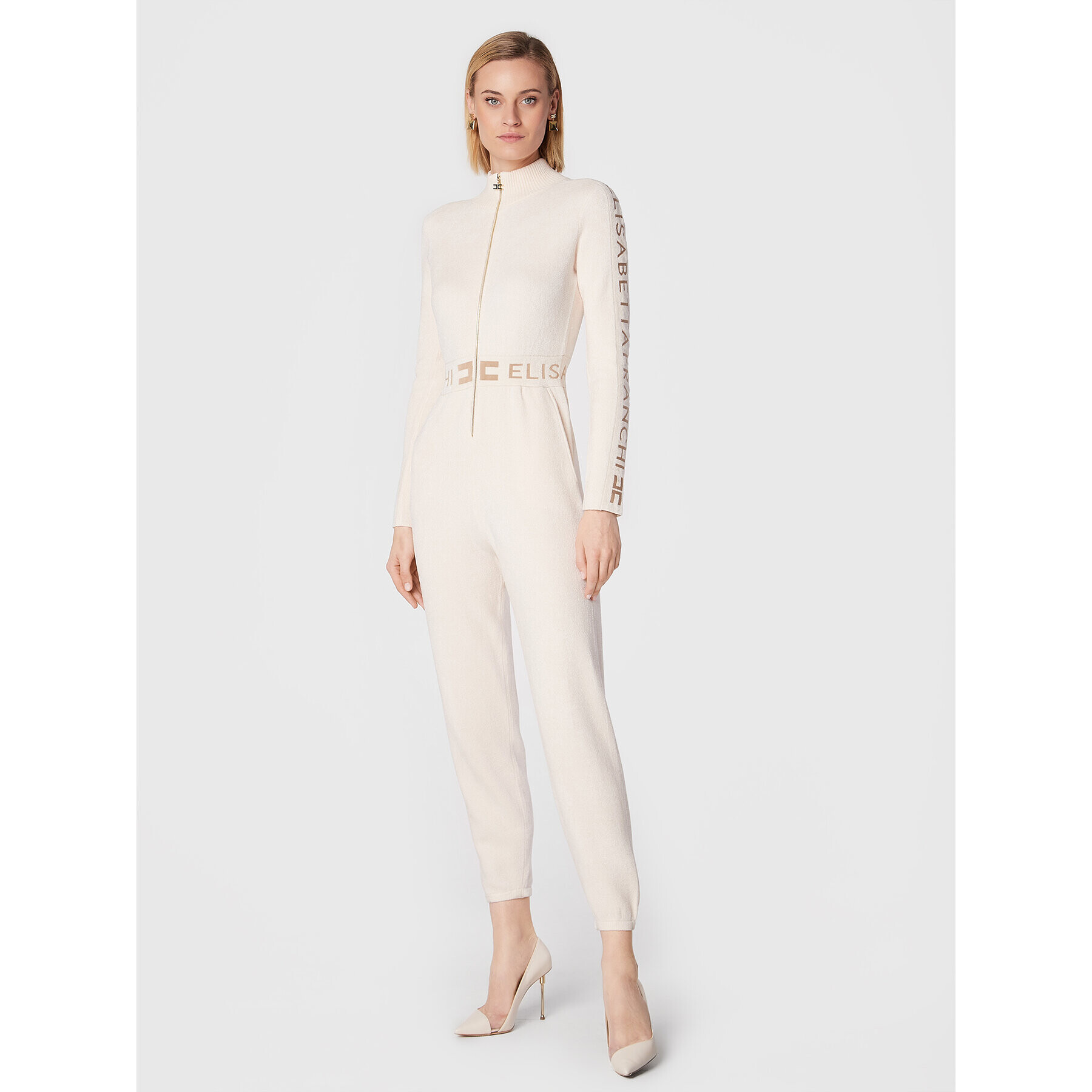 Elisabetta Franchi Kezeslábas KT-19S-26E2-V520 Bézs Slim Fit - Pepit.hu