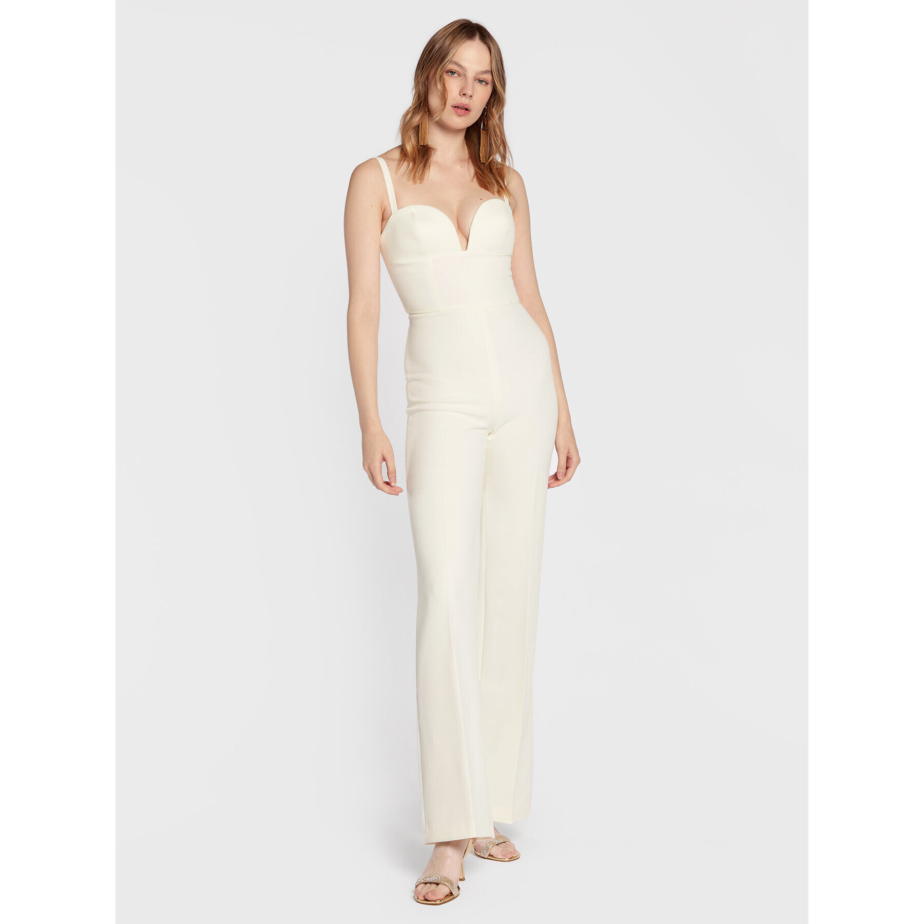 Elisabetta Franchi Kezeslábas TU-007-27E2-V440 Fehér Slim Fit - Pepit.hu