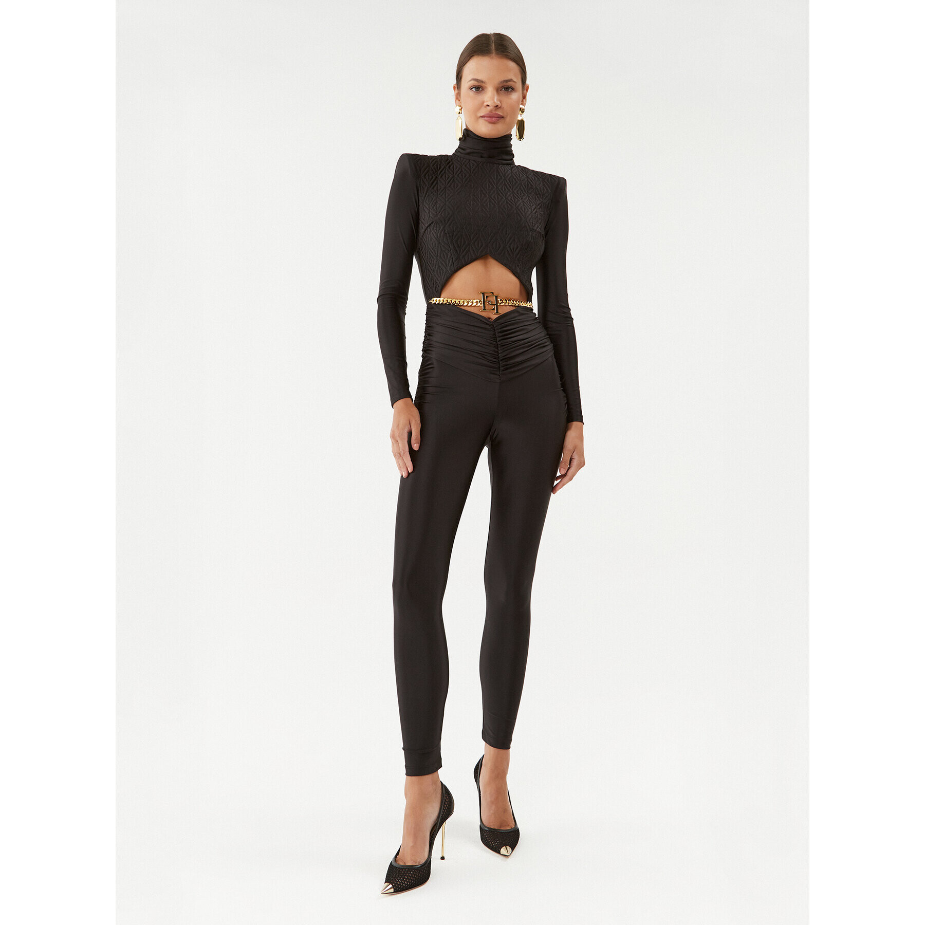 Elisabetta Franchi Kezeslábas TU-008-36E2-V580 Fekete Slim Fit - Pepit.hu