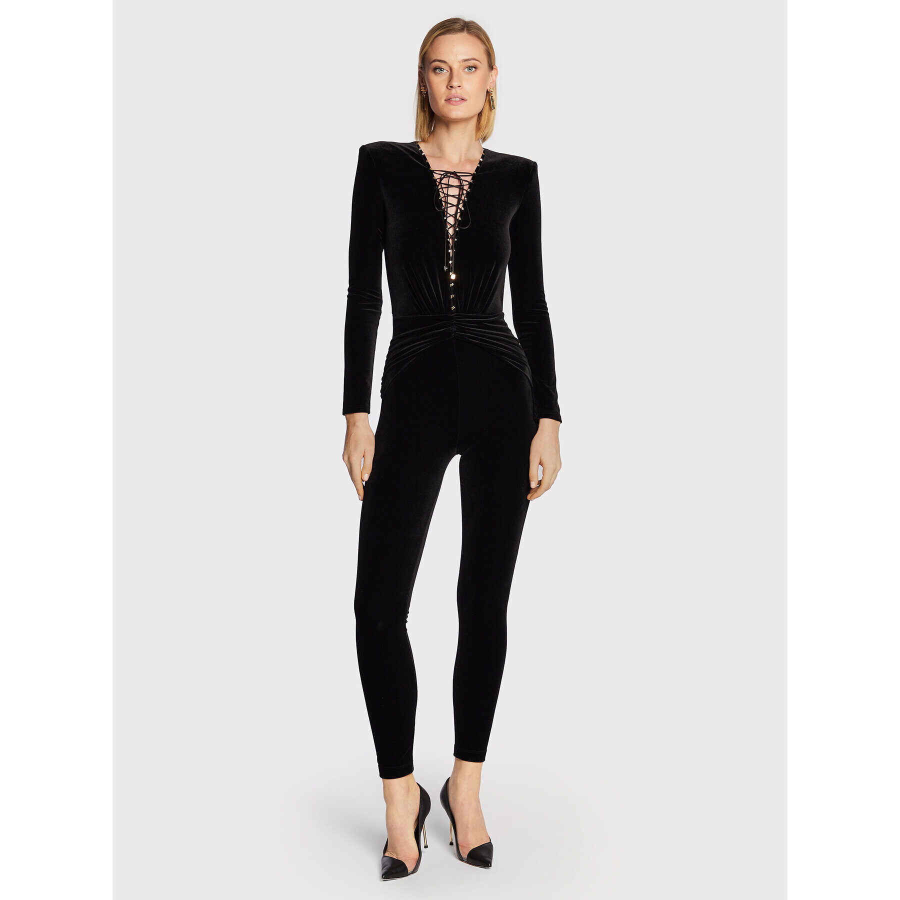 Elisabetta Franchi Kezeslábas TU-019-27E2-V520 Fekete Slim Fit - Pepit.hu