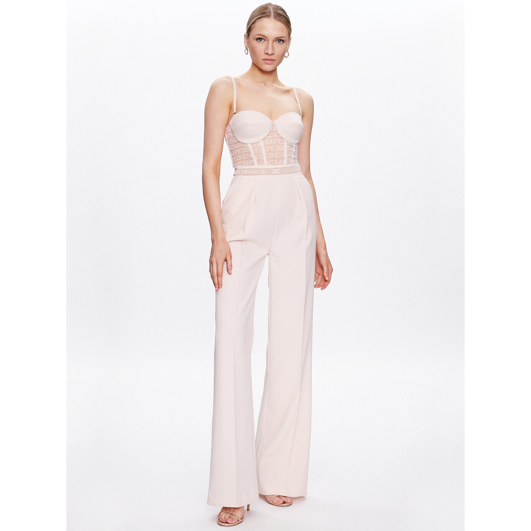 Elisabetta Franchi Kezeslábas TU-028-32E2-V450 Bézs Slim Fit - Pepit.hu