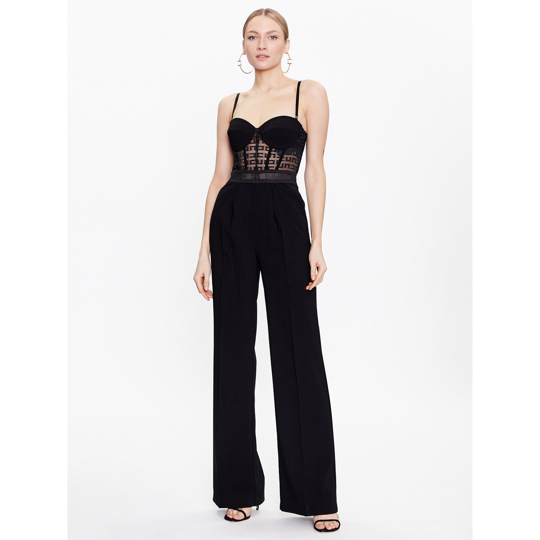 Elisabetta Franchi Kezeslábas TU-028-32E2-V450 Fekete Slim Fit - Pepit.hu