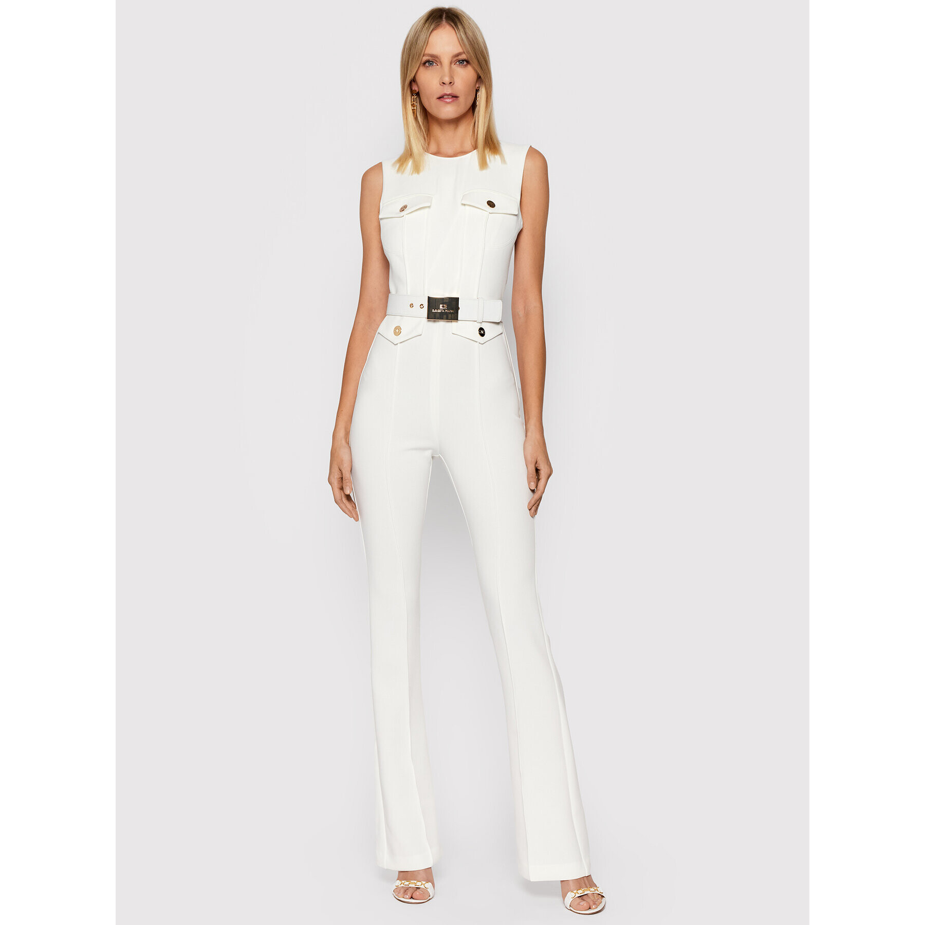 Elisabetta Franchi Kezeslábas TU-259-16E2-V480 Fehér Slim Fit - Pepit.hu