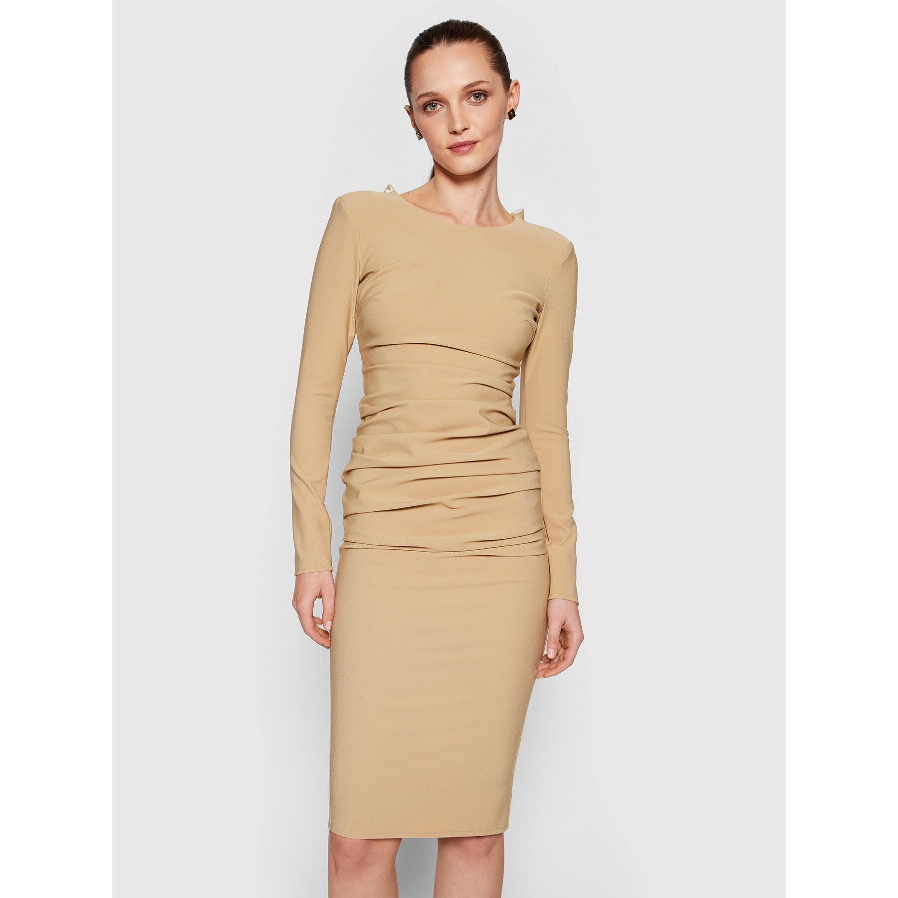 Elisabetta Franchi Koktélruha AB-008-16E3-V380 Bézs Slim Fit - Pepit.hu