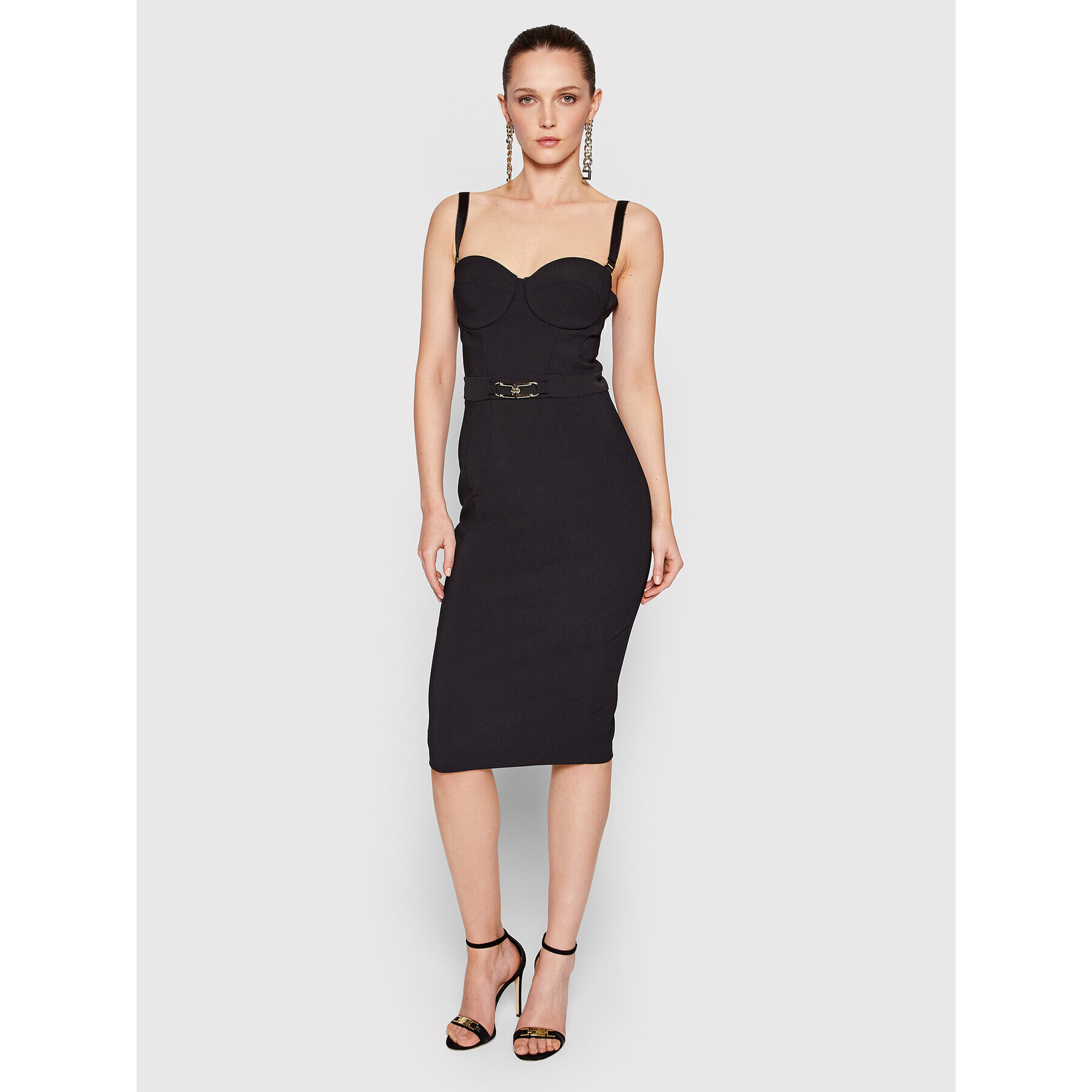 Elisabetta Franchi Koktélruha AB-090-16E3-V420 Fekete Slim Fit - Pepit.hu