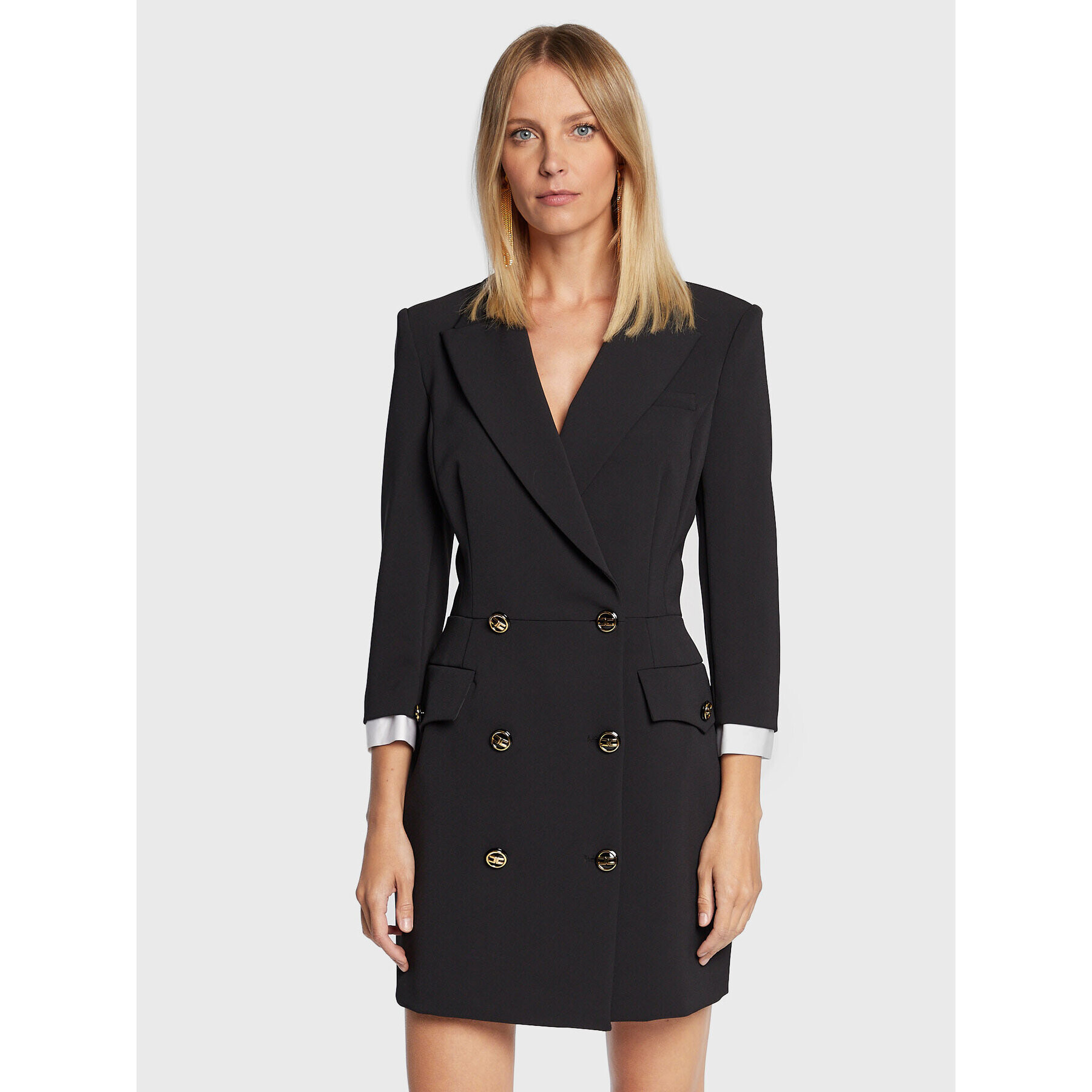 Elisabetta Franchi Koktélruha AB-117-26E2-V590 Fekete Slim Fit - Pepit.hu