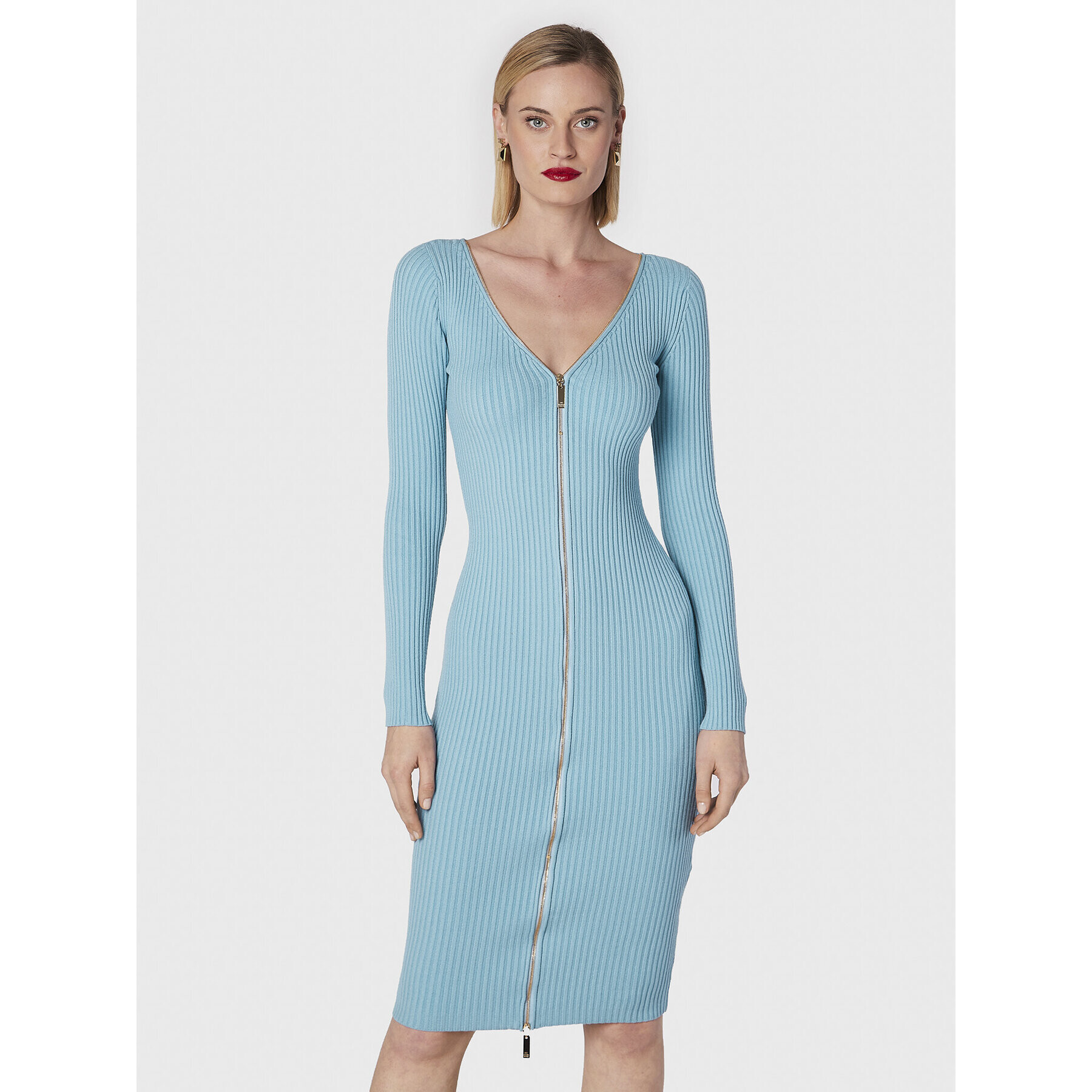 Elisabetta Franchi Kötött ruha AM-51T-26E2-V520 Kék Slim Fit - Pepit.hu