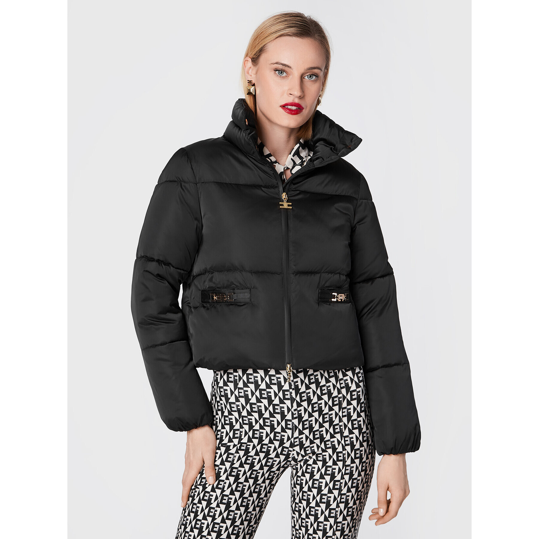 Elisabetta Franchi Pehelykabát PI-44H-26E2-V440 Fekete Regular Fit - Pepit.hu