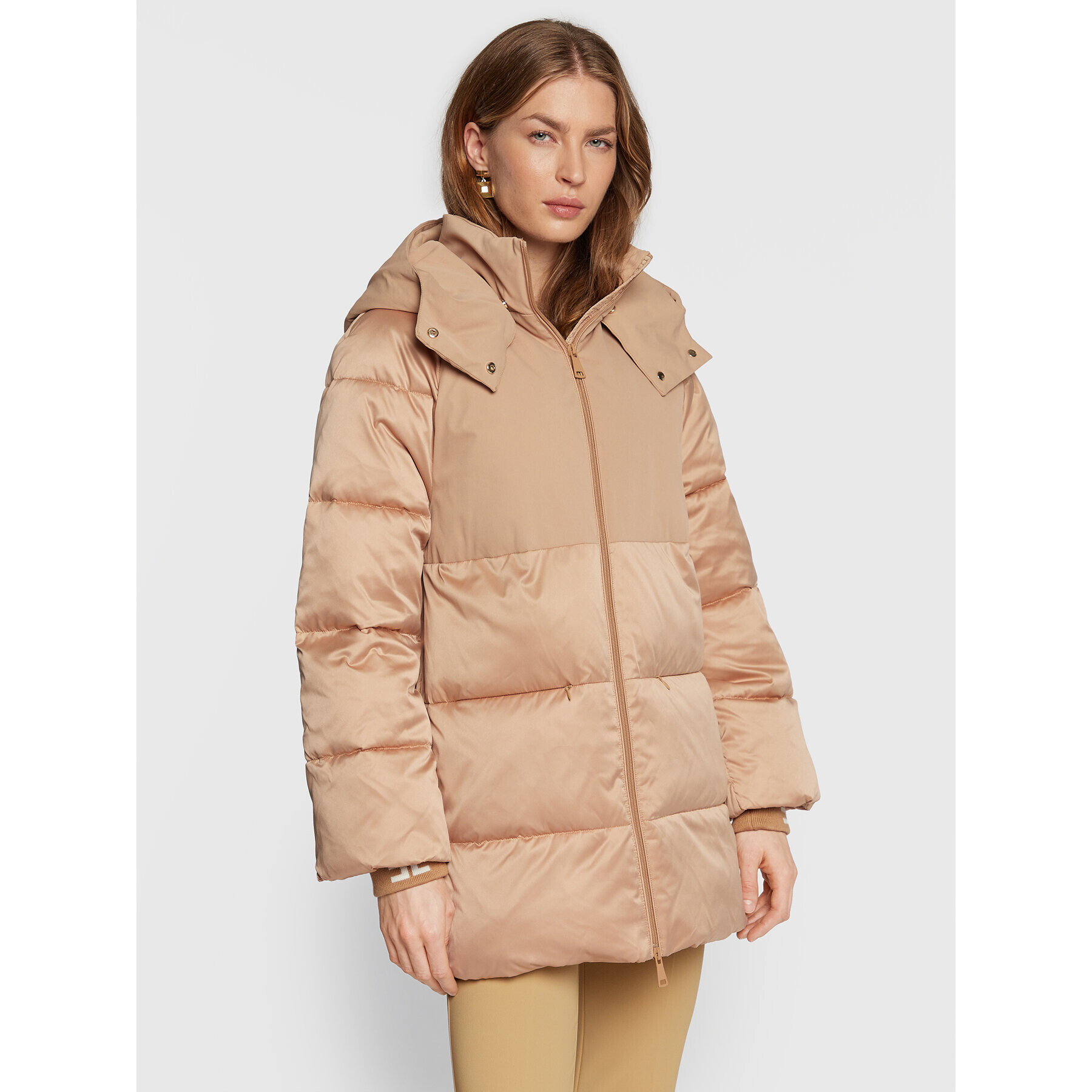 Elisabetta Franchi Pehelykabát PI-48Z-26E2-V490 Bézs Oversize - Pepit.hu