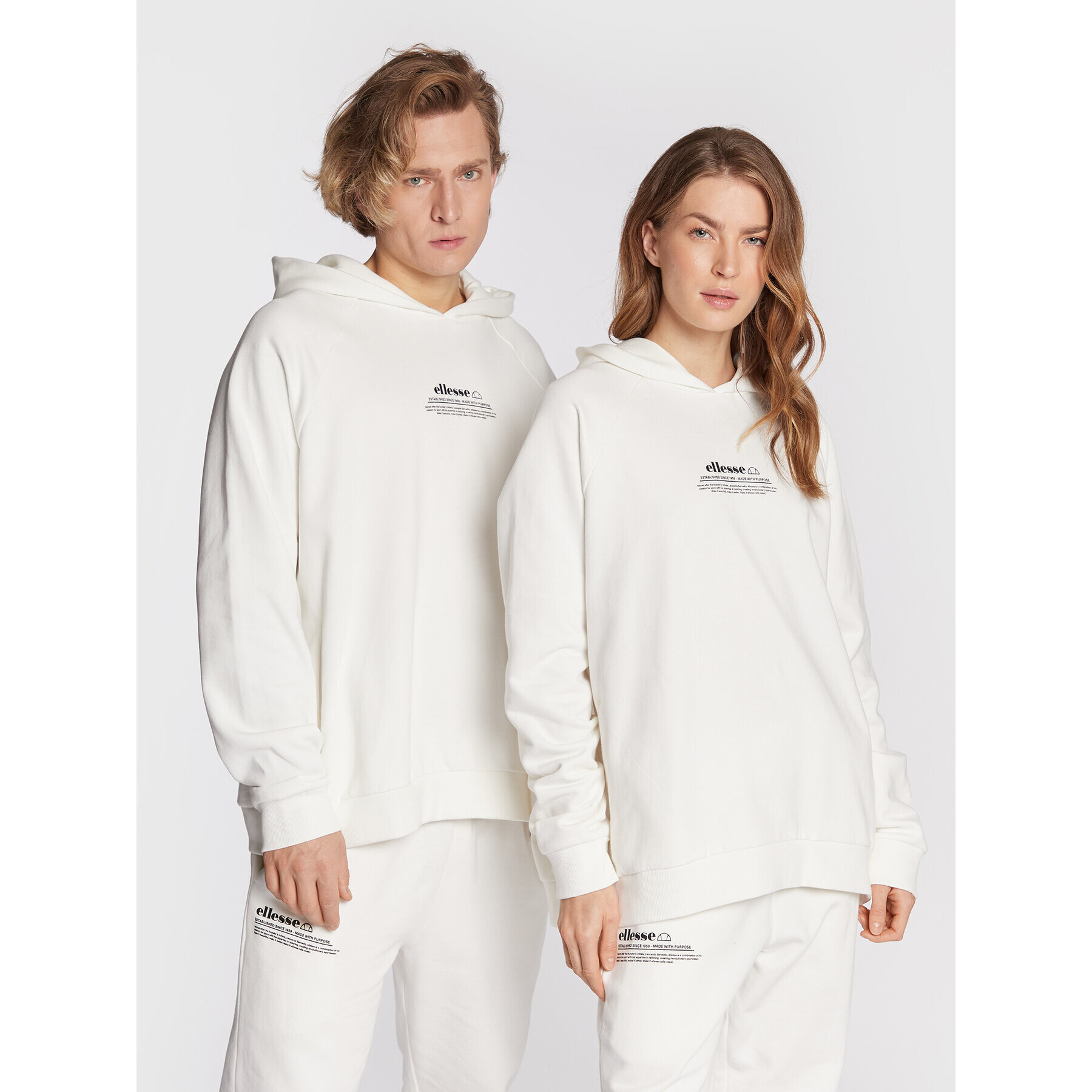 Ellesse Pulóver Unisex Giordano SGP16248 Fehér Regular Fit - Pepit.hu