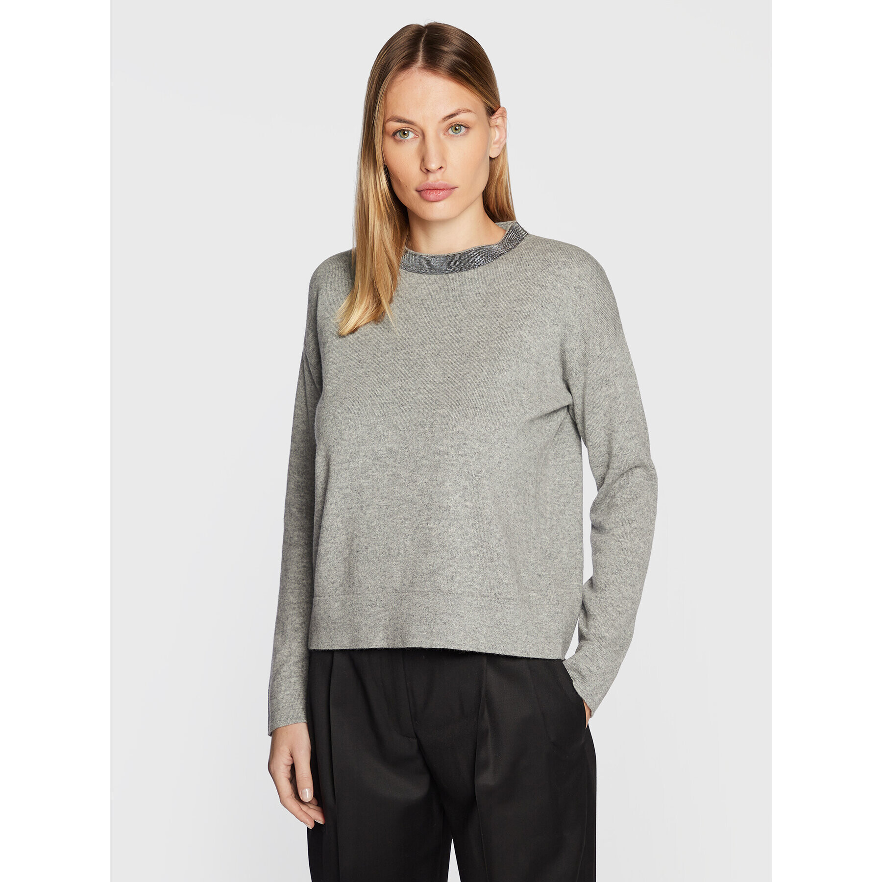 Fabiana Filippi Sweater MAD222W011 Szürke Regular Fit - Pepit.hu