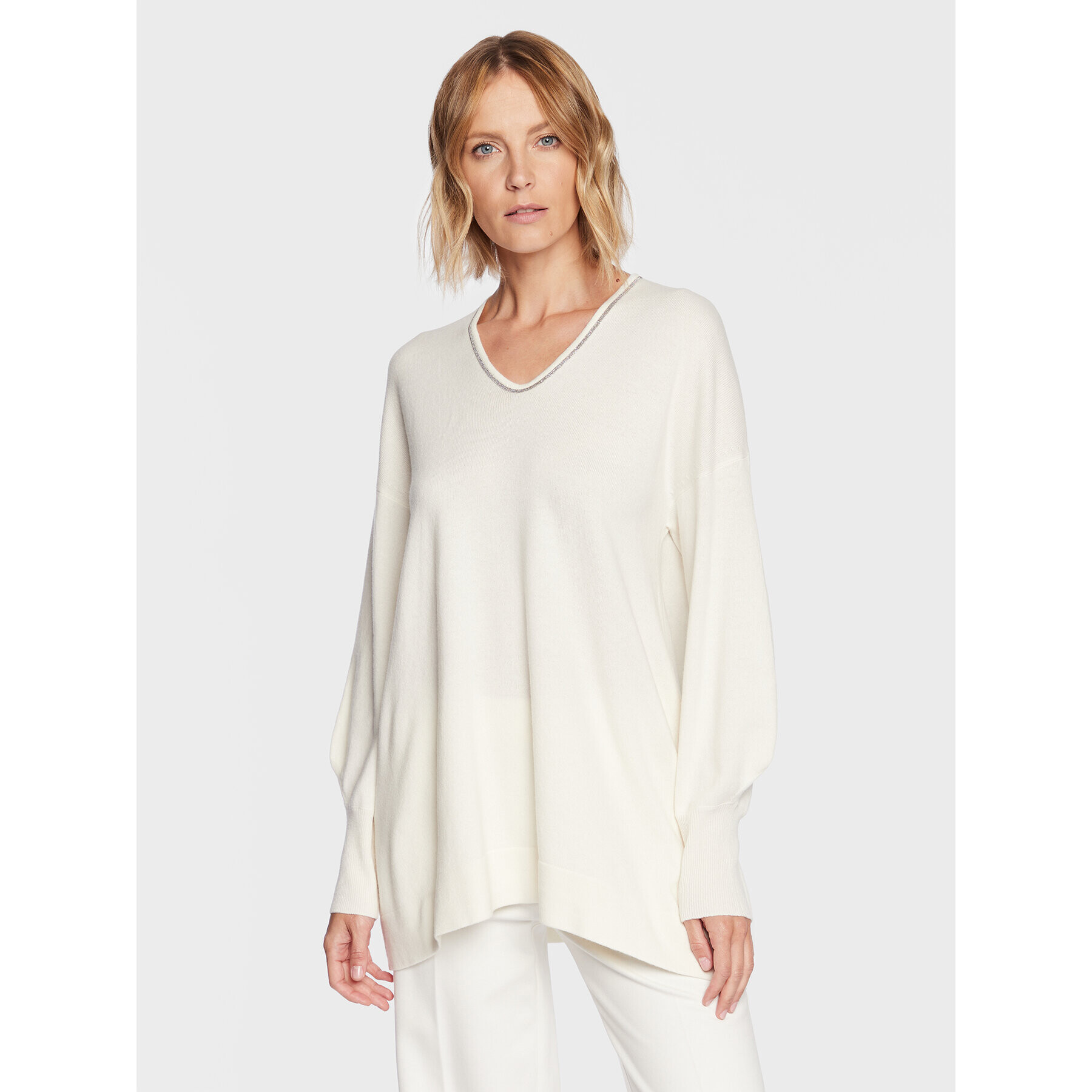 Fabiana Filippi Sweater MAD222W028 Ekru Relaxed Fit - Pepit.hu