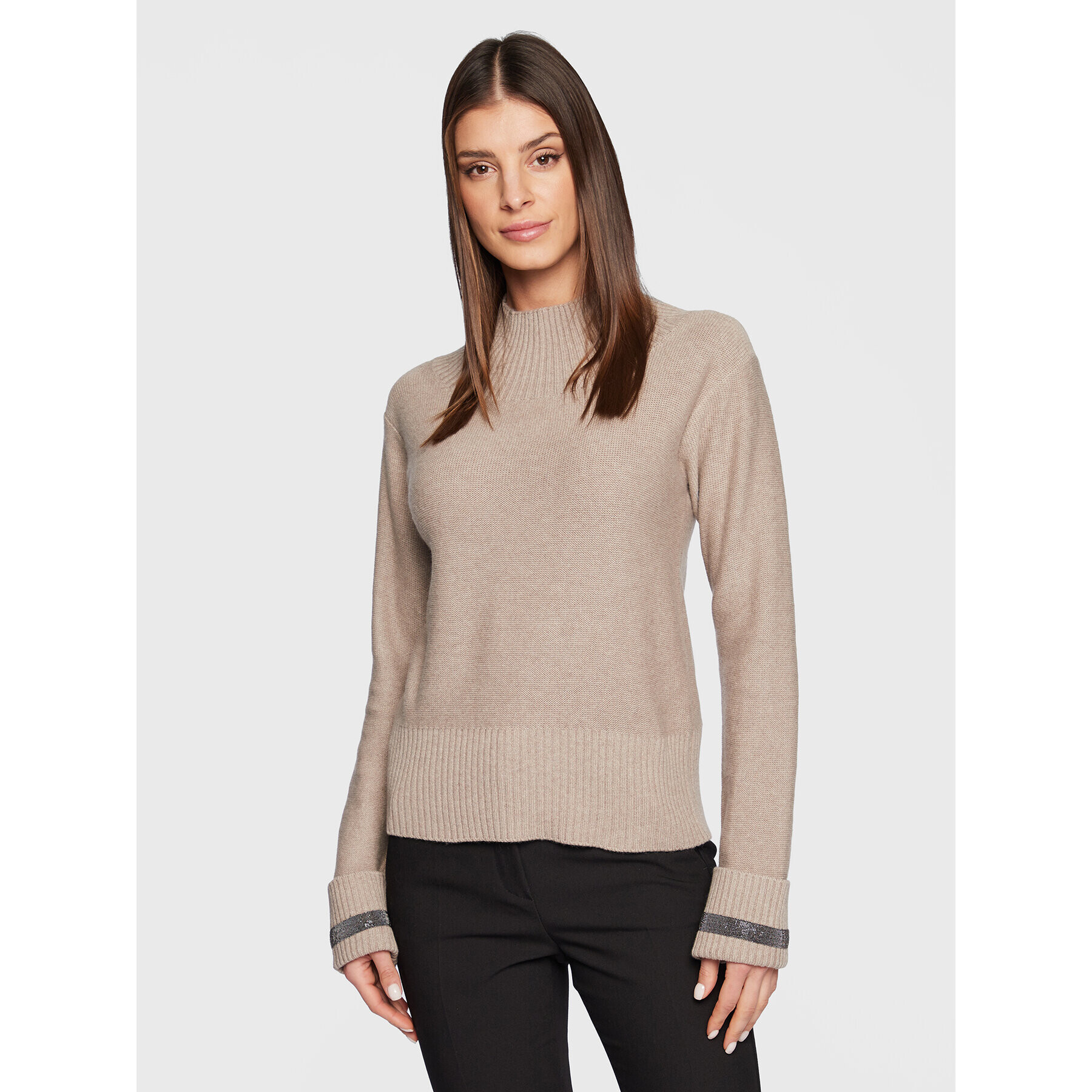 Fabiana Filippi Sweater MAD222W062 Bézs Regular Fit - Pepit.hu