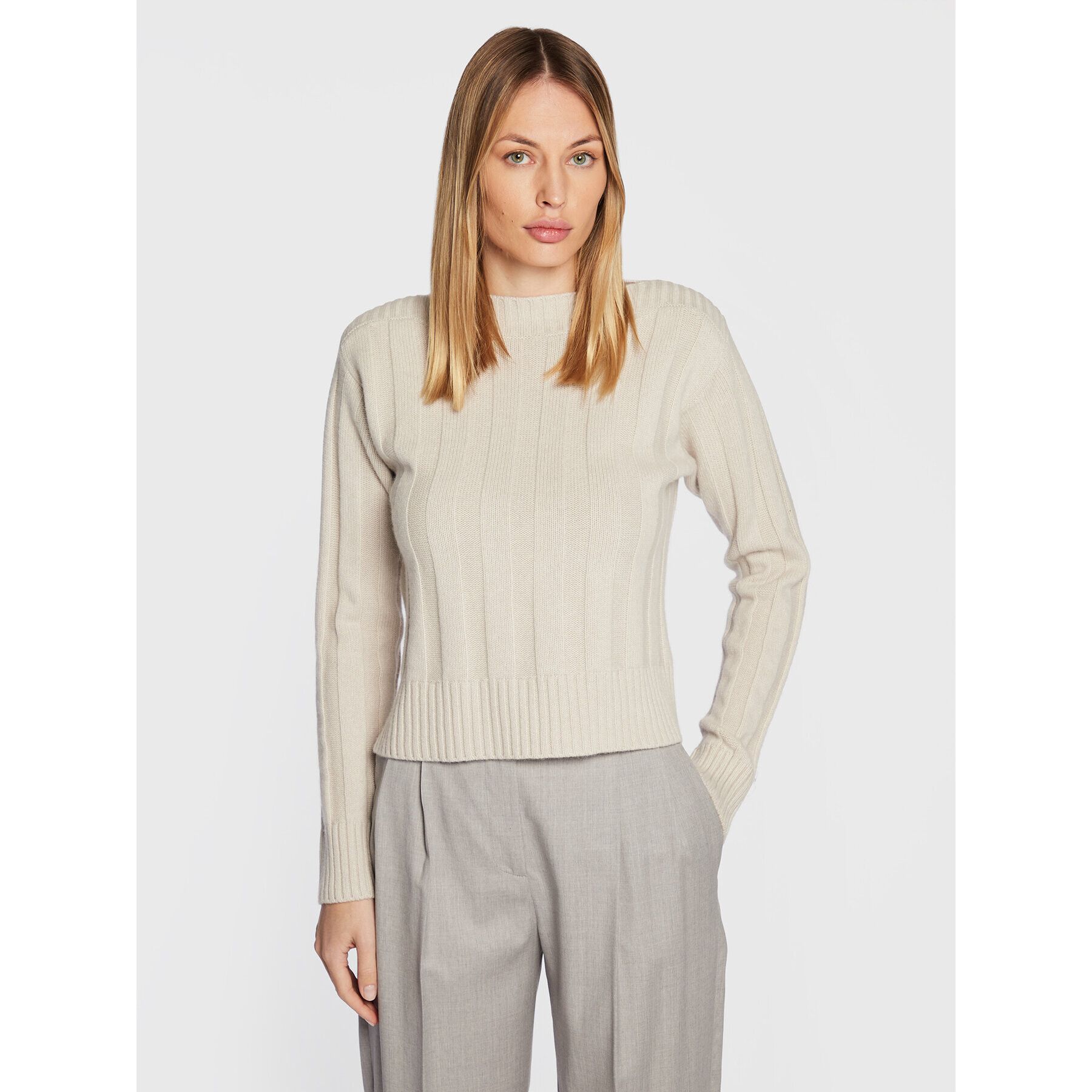 Fabiana Filippi Sweater MAD222W070 Bézs Slim Fit - Pepit.hu