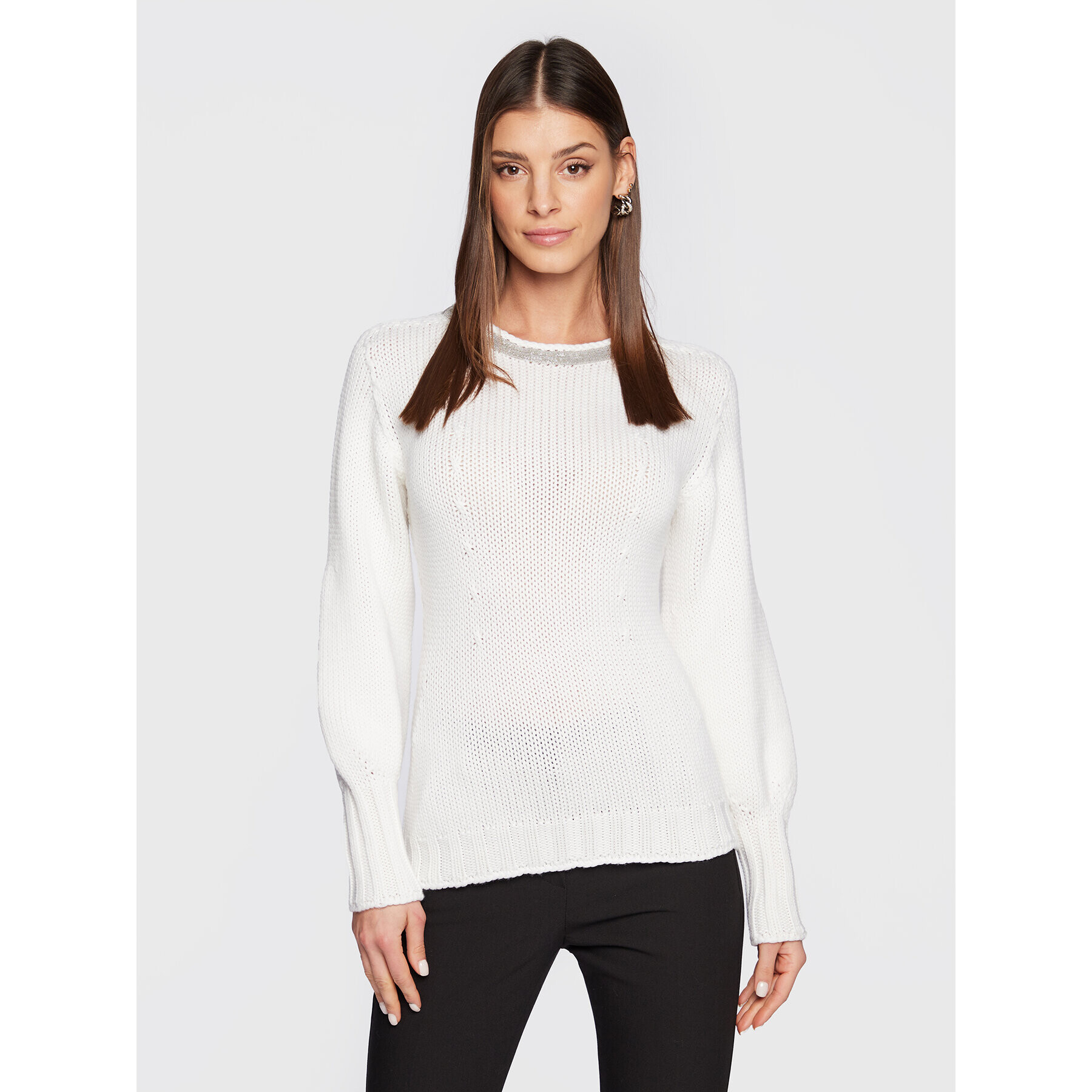 Fabiana Filippi Sweater MAD222W109 Fehér Regular Fit - Pepit.hu