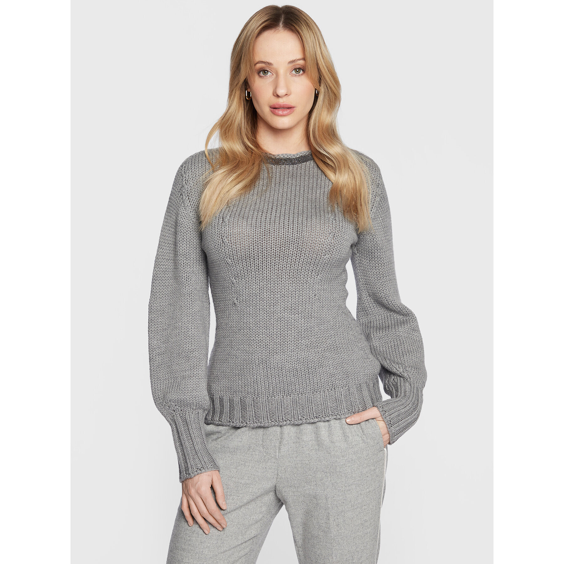 Fabiana Filippi Sweater MAD222W109 Szürke Regular Fit - Pepit.hu