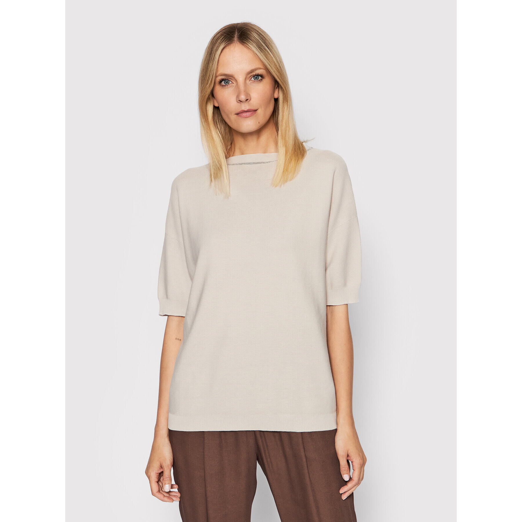 Fabiana Filippi Sweater MADP02W020 Bézs Regular Fit - Pepit.hu