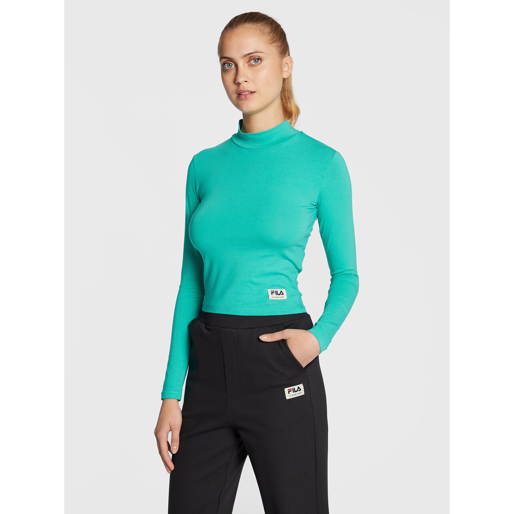 Fila Blúz Tarsia FAW0248 Zöld Cropped Fit - Pepit.hu