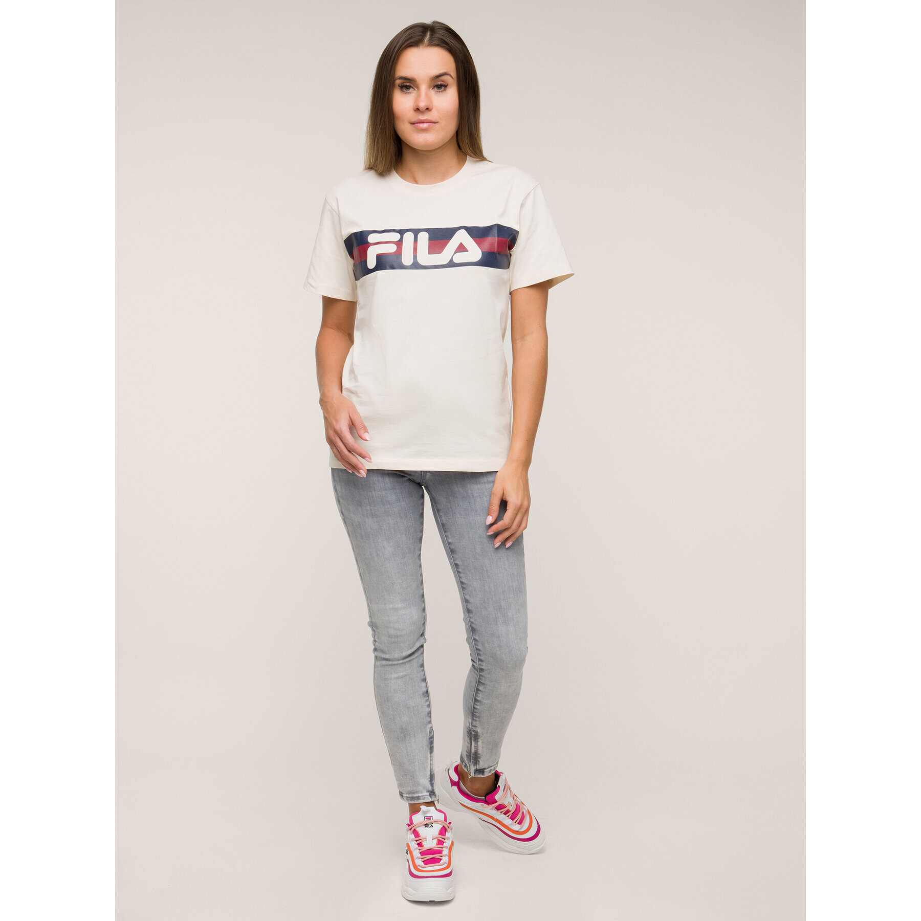 Fila Póló Azrielle Graphic 687222 Bézs Regular Fit - Pepit.hu