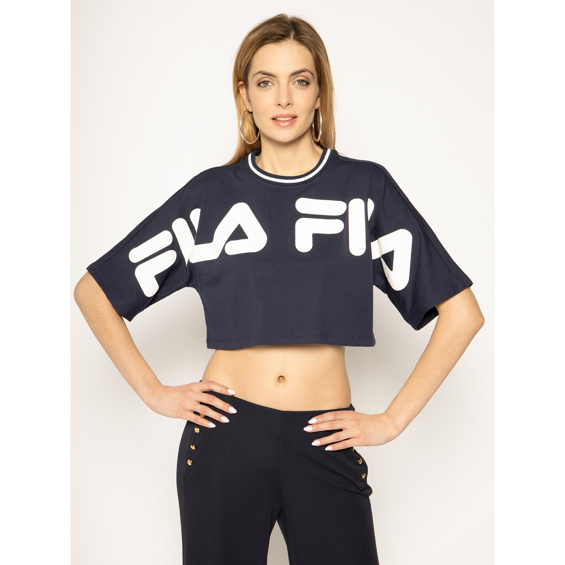 Fila Póló Barr 687497 Sötétkék Cropped Fit - Pepit.hu