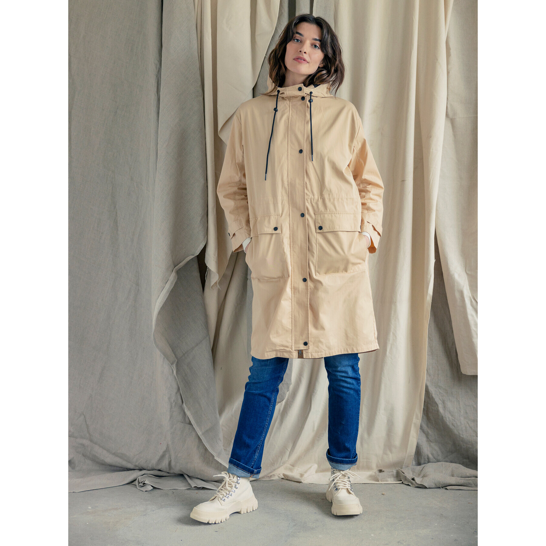 Fransa Parka 20611801 Bézs Relaxed Fit - Pepit.hu