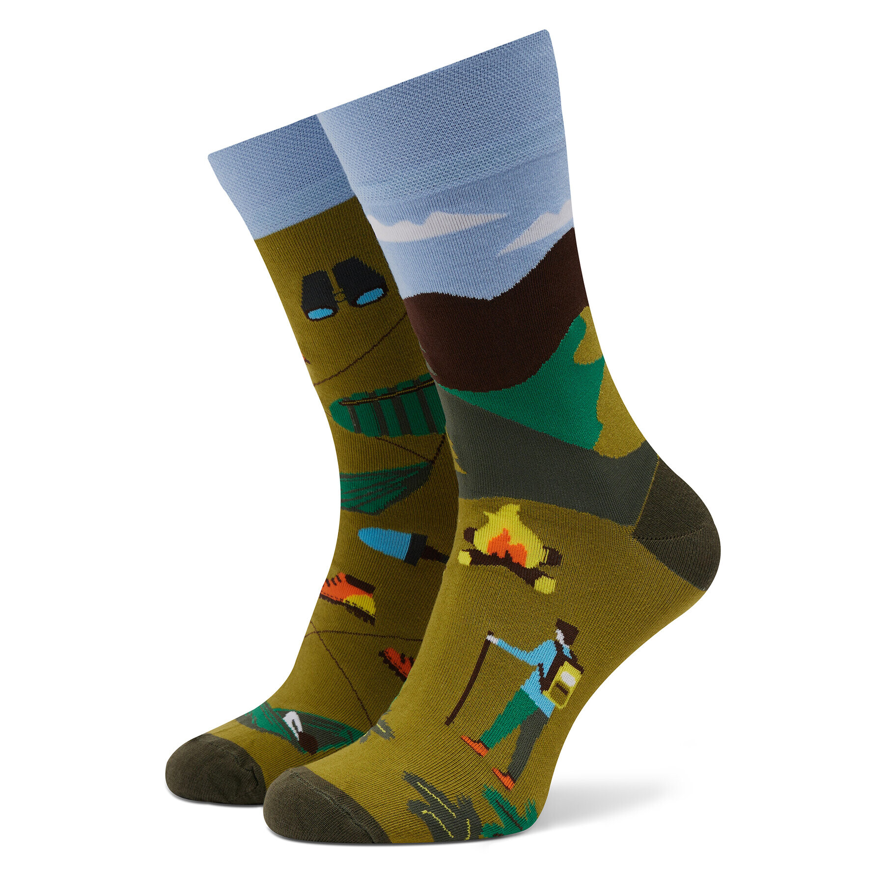 Funny Socks Unisex Magasszárú Zokni Camp SM1/26 Zöld - Pepit.hu