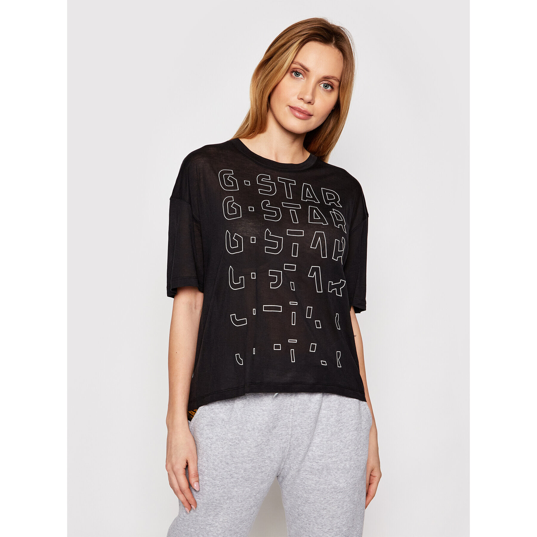 G-Star Raw Póló Sheer Faded Graphic D19200-9908-6484 Fekete Relaxed Fit - Pepit.hu