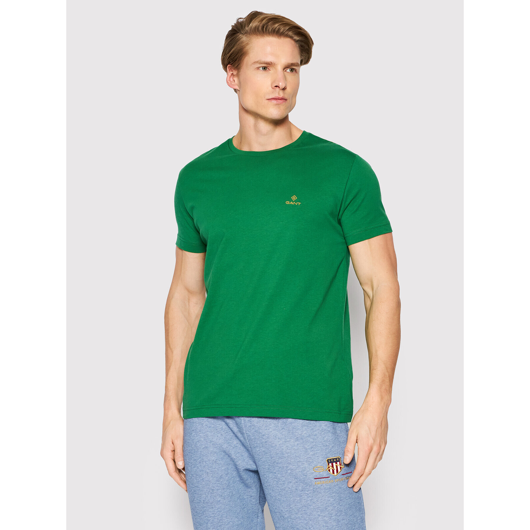 Gant Póló Contrast Logo 2053004 Zöld Regular Fit - Pepit.hu