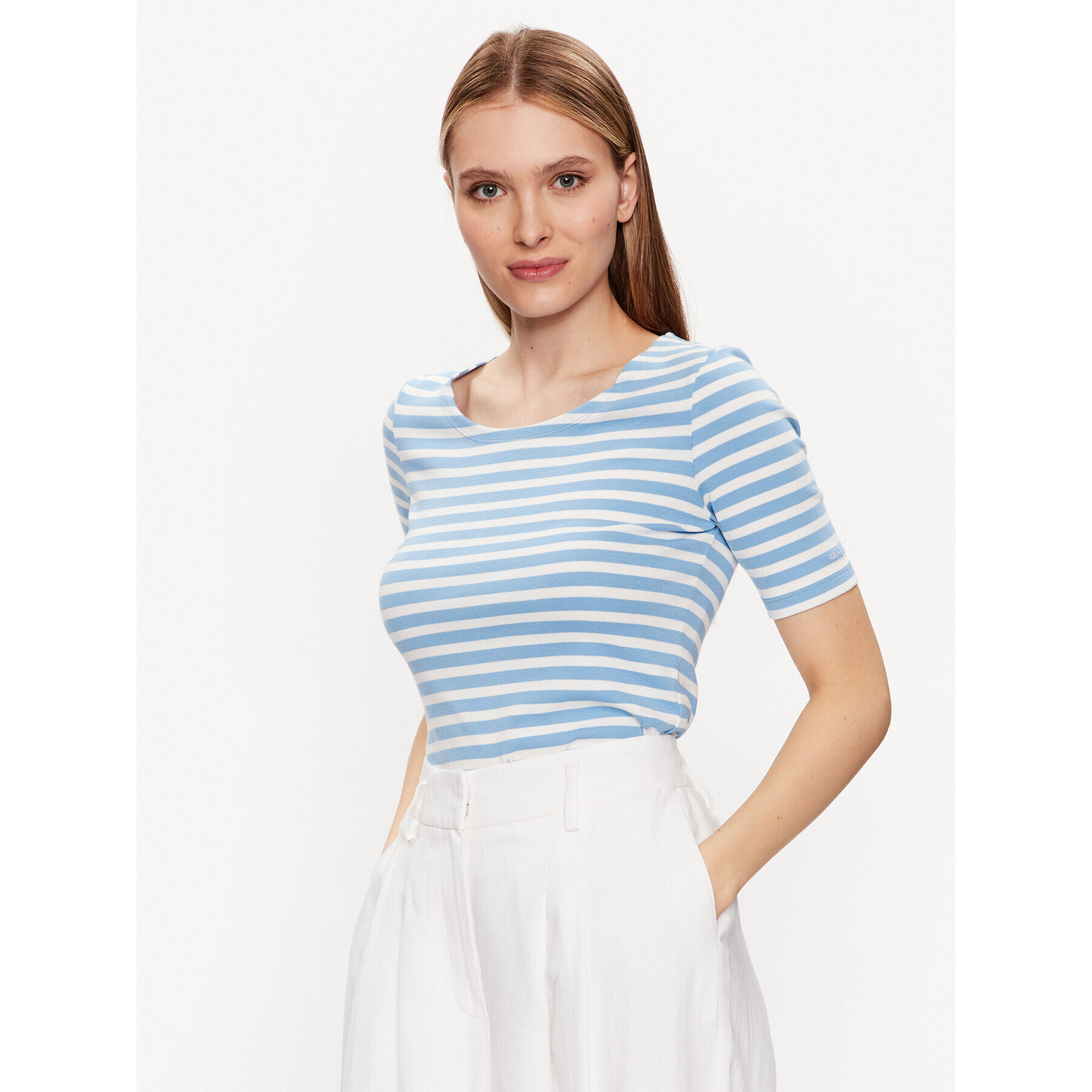 Gant Póló Striped 4203432 Kék Slim Fit - Pepit.hu