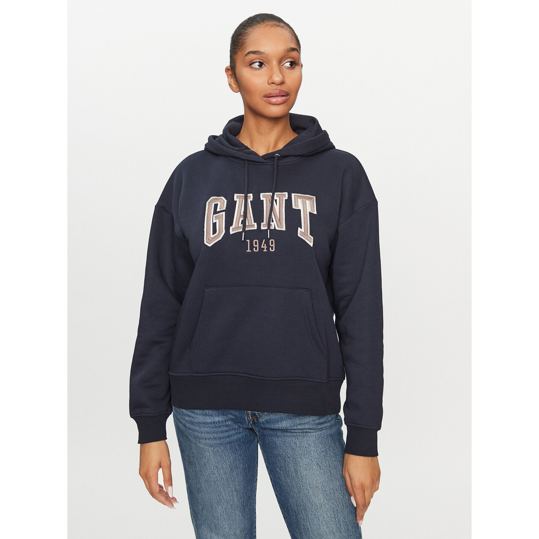 Gant Pulóver Rel Logo Hoodie 4200726 Sötétkék Relaxed Fit - Pepit.hu