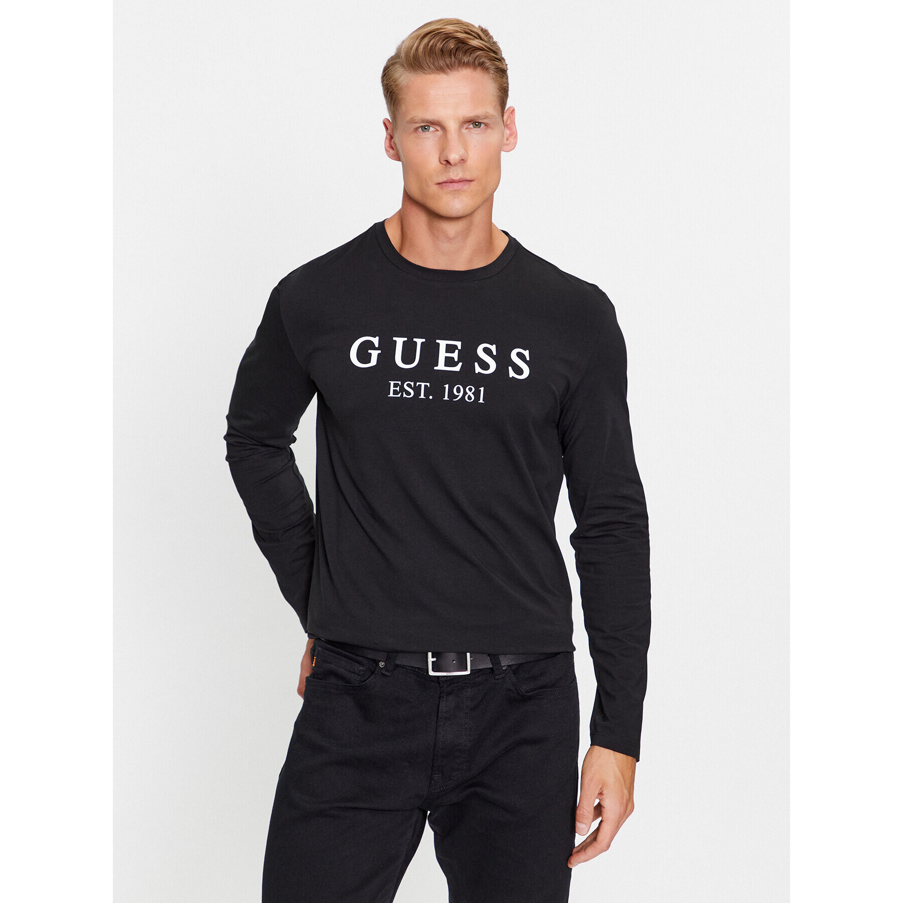 Guess Hosszú ujjú U3BI11 K6YW0 Fekete Regular Fit - Pepit.hu