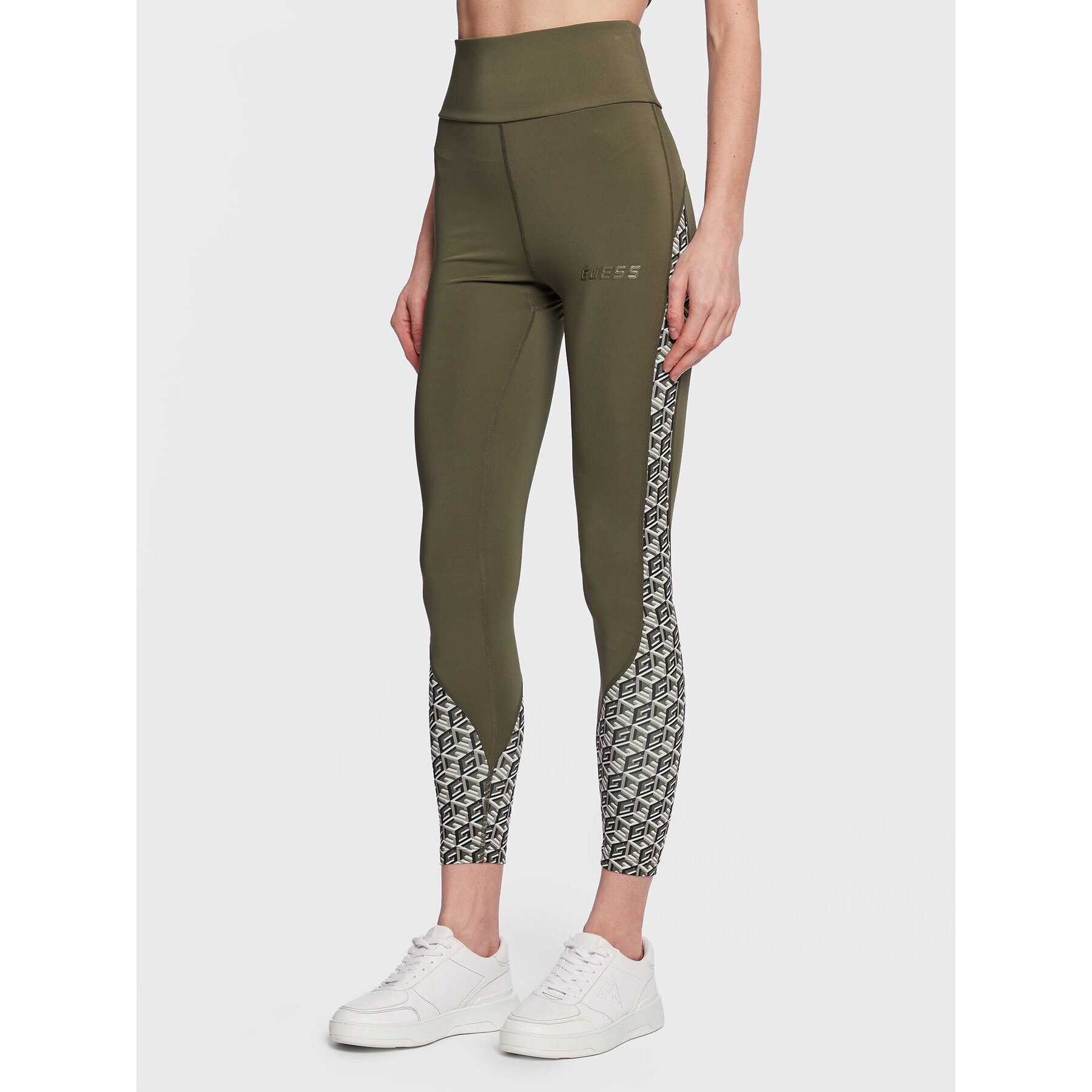 Guess Leggings Debra V3RB05 MC03W Zöld Slim Fit - Pepit.hu