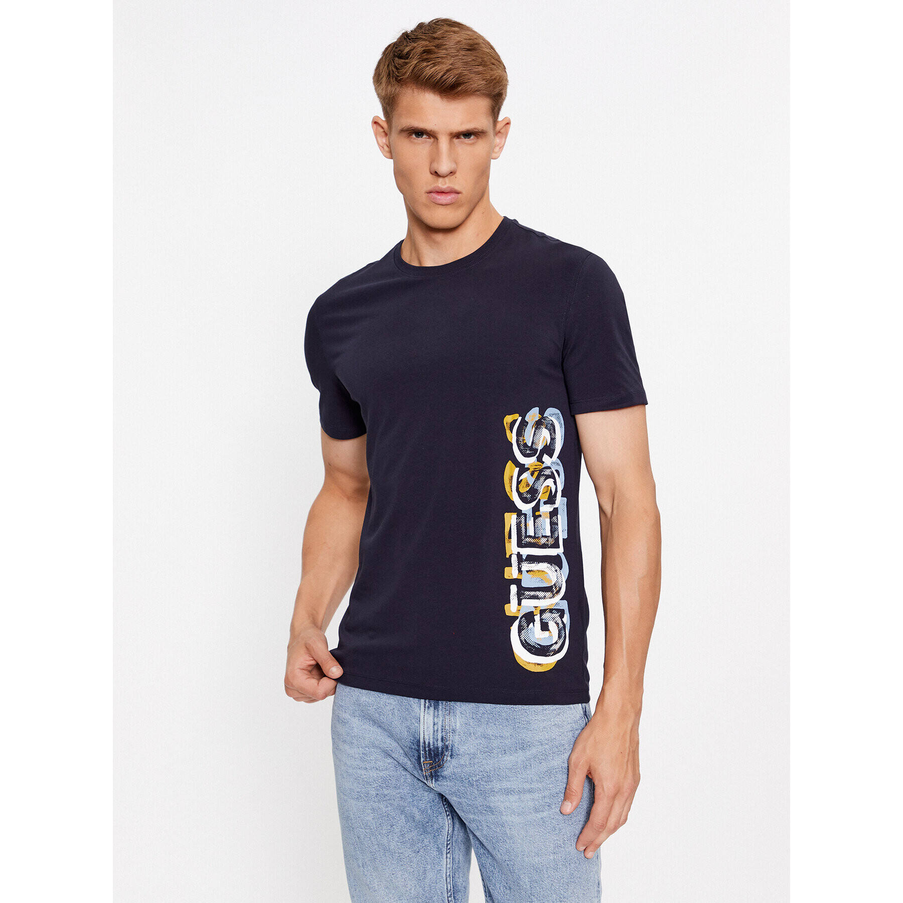 Guess Póló M3BI73 J1314 Sötétkék Slim Fit - Pepit.hu