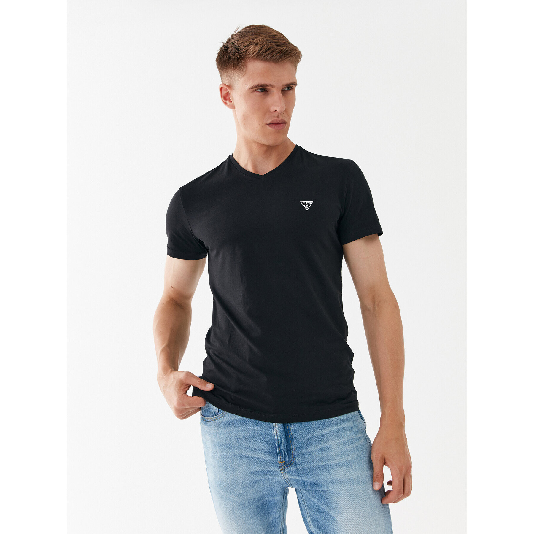 Guess Póló U97M00 K6YW1 Fekete Slim Fit - Pepit.hu