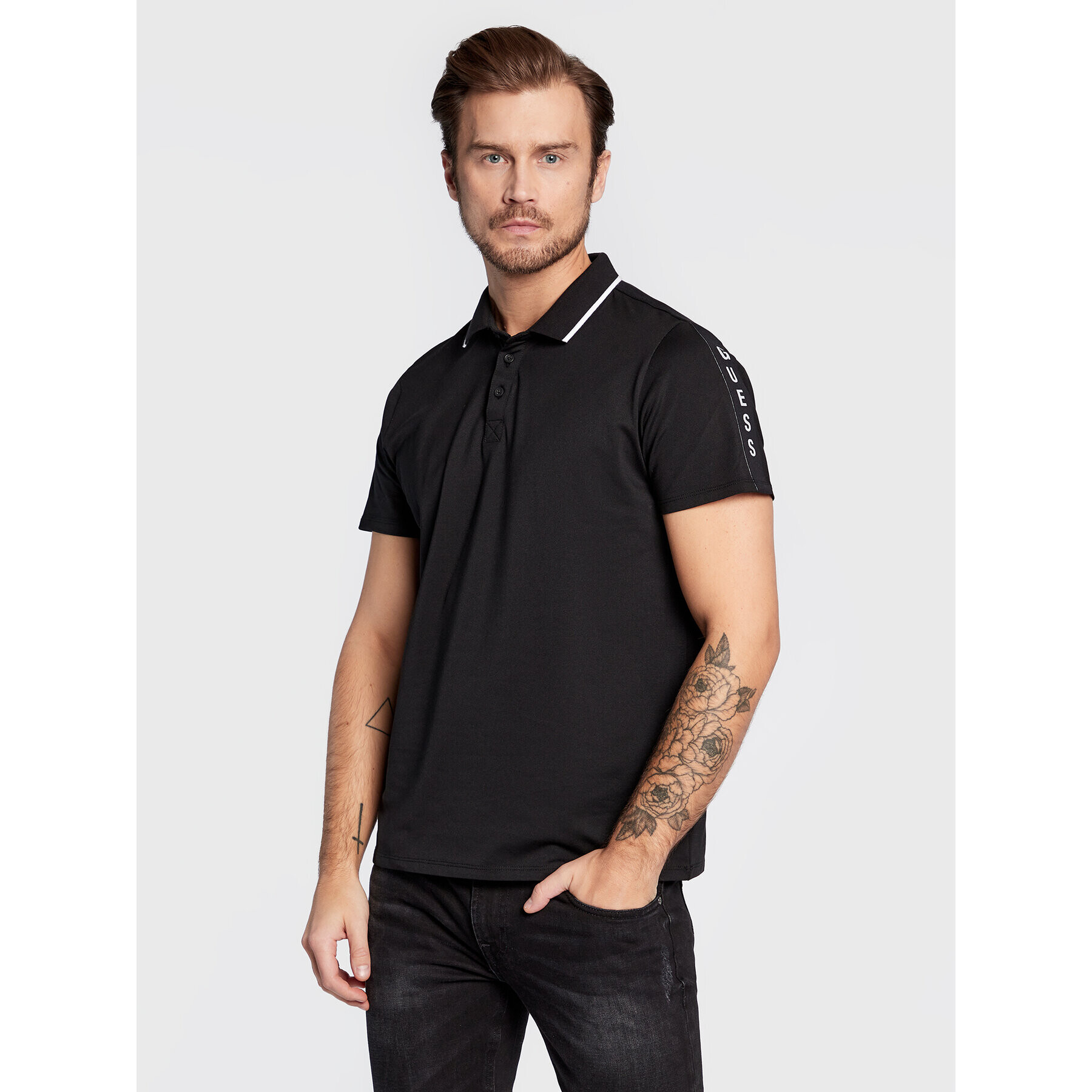 Guess Pólóing M2YP25 KARS0 Fekete Slim Fit - Pepit.hu