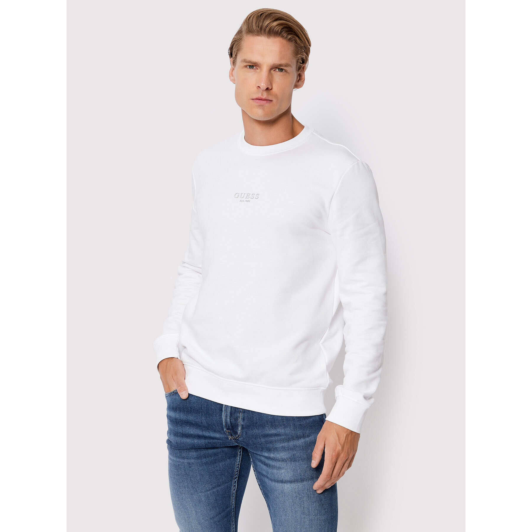 Guess Pulóver M2YQ27 KBA10 Fehér Slim Fit - Pepit.hu