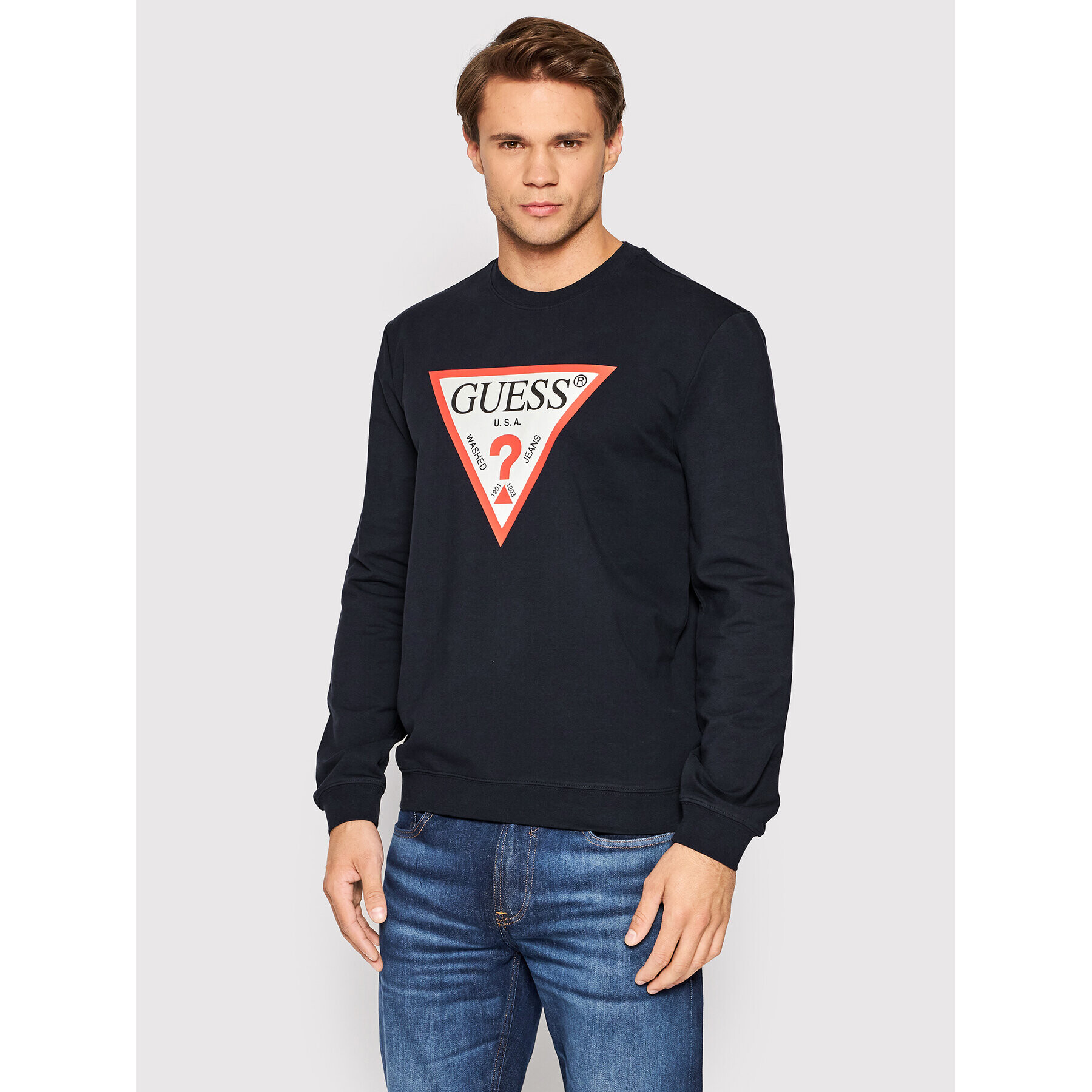 Guess Pulóver M2YQ37 K6ZS1 Sötétkék Slim Fit - Pepit.hu